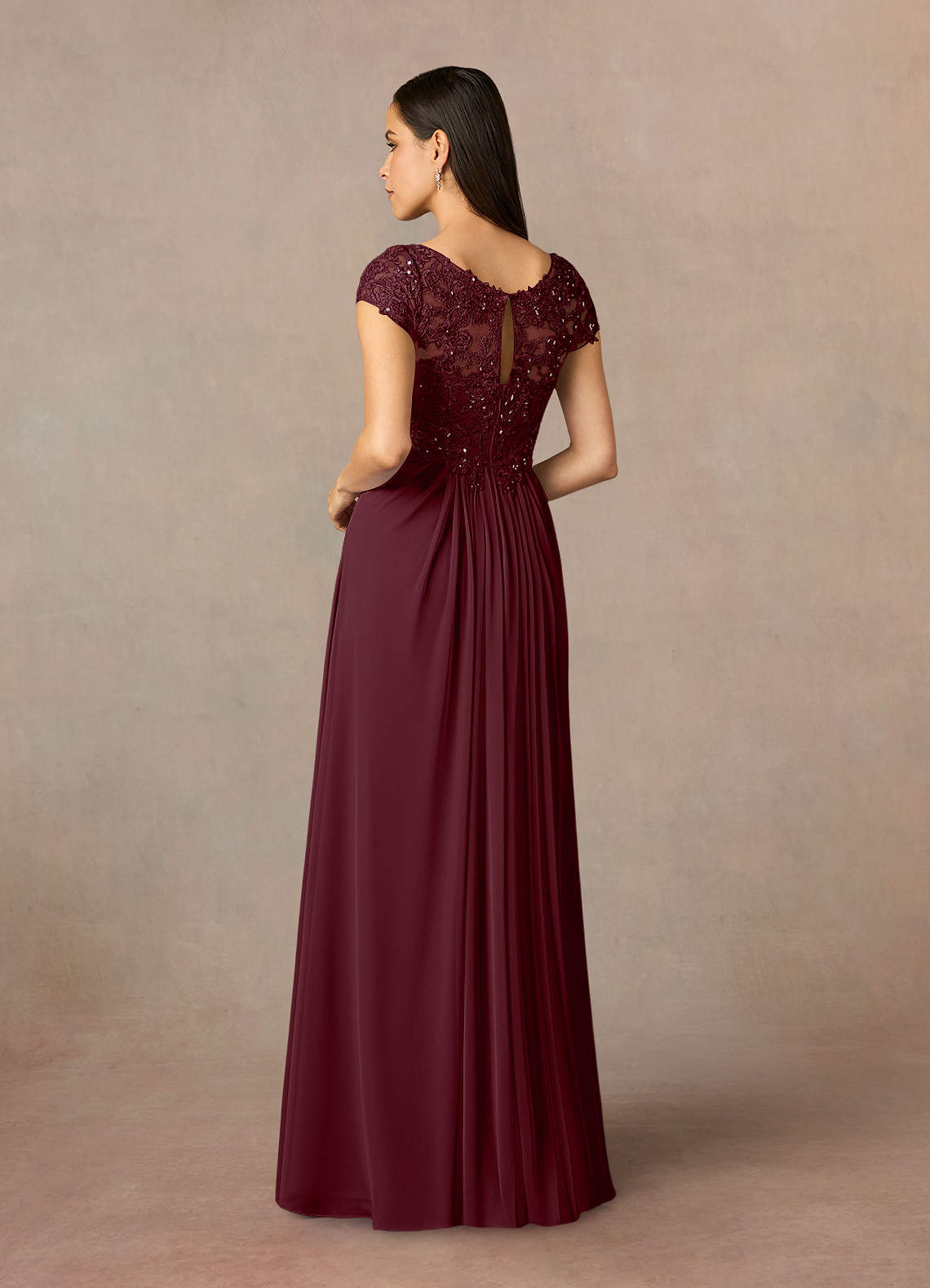 Azazie Macy vestidos de madre de la novia Vestido de Cabernet de Encaje de Corte En A con Encaje de lentejuelas image3