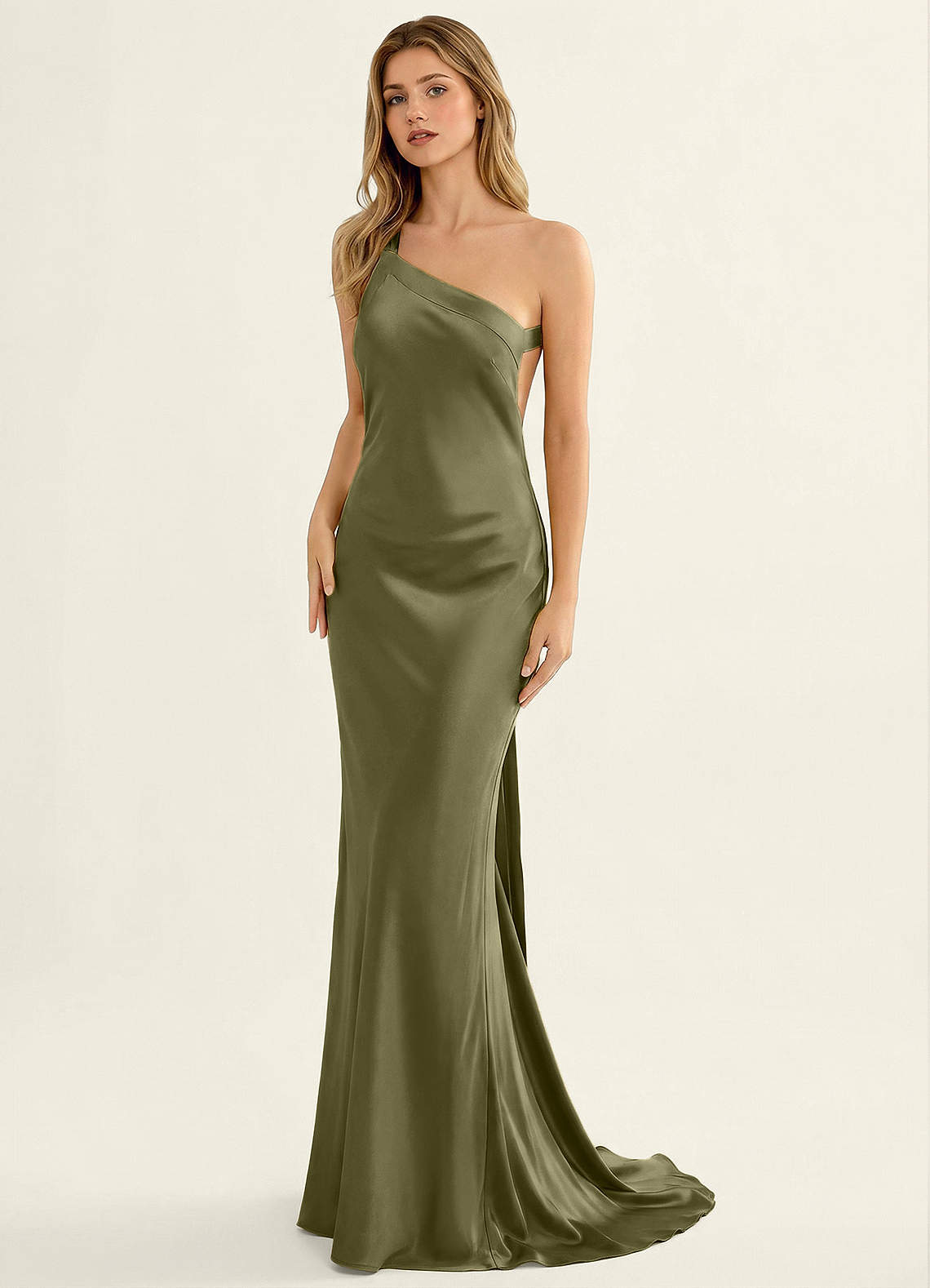 olive color prom dress Olive Green Prom Dresses Appliques V Neck Split