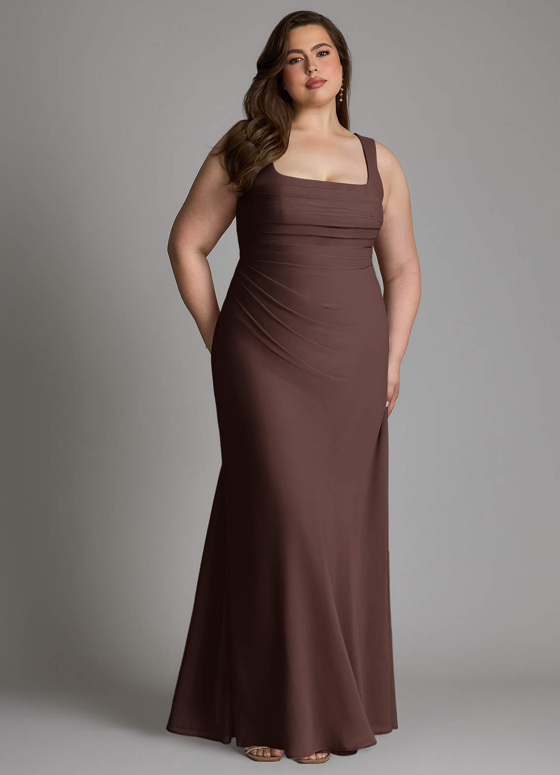 Azazie Agustina Bridesmaid Dresses Ganache Mermaid Corset Chiffon Dress image11