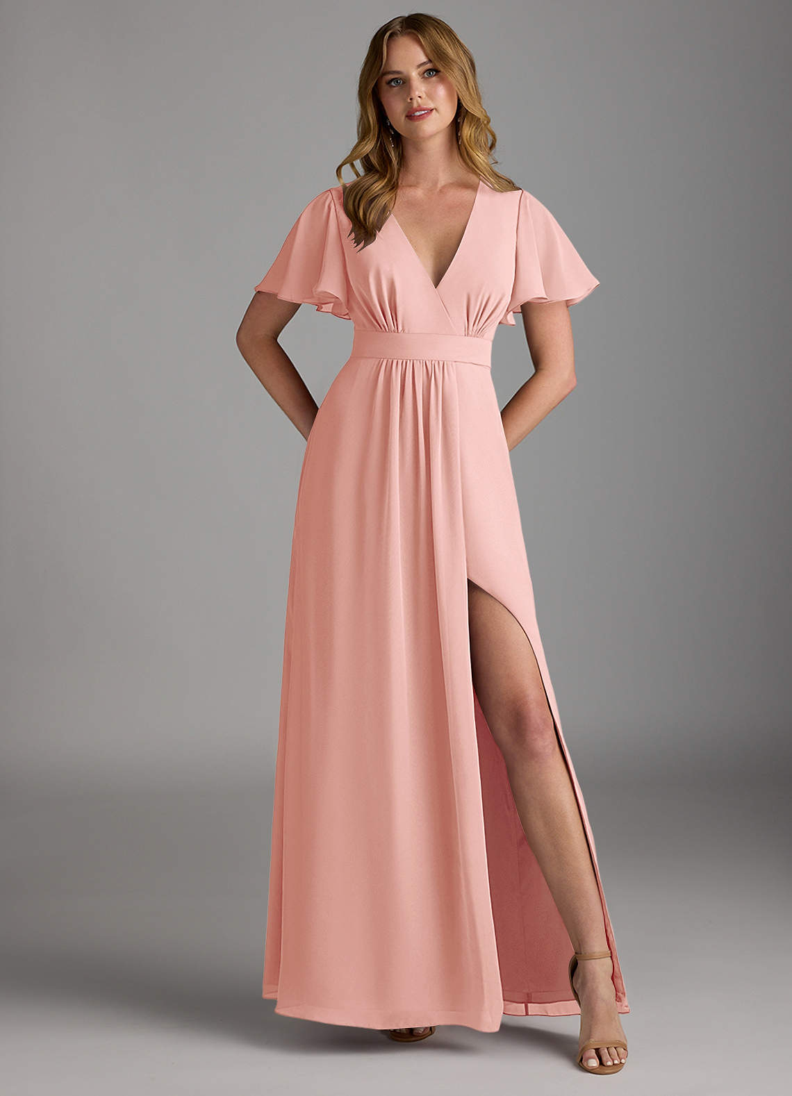 Azazie Zaniah Bridesmaid Dresses Rosette A-Line Chiffon Dress image1