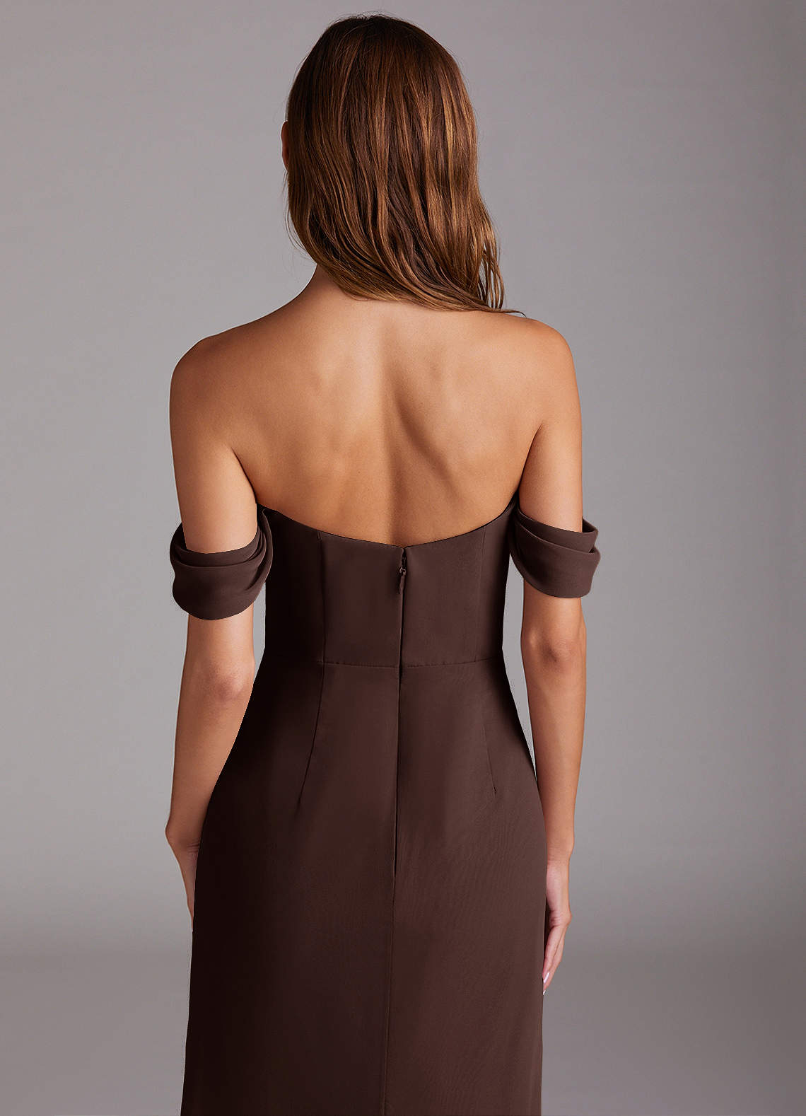 Azazie Saige Bridesmaid Dresses Ganache A-Line Off the Shoulder Chiffon Convertible Dress image5