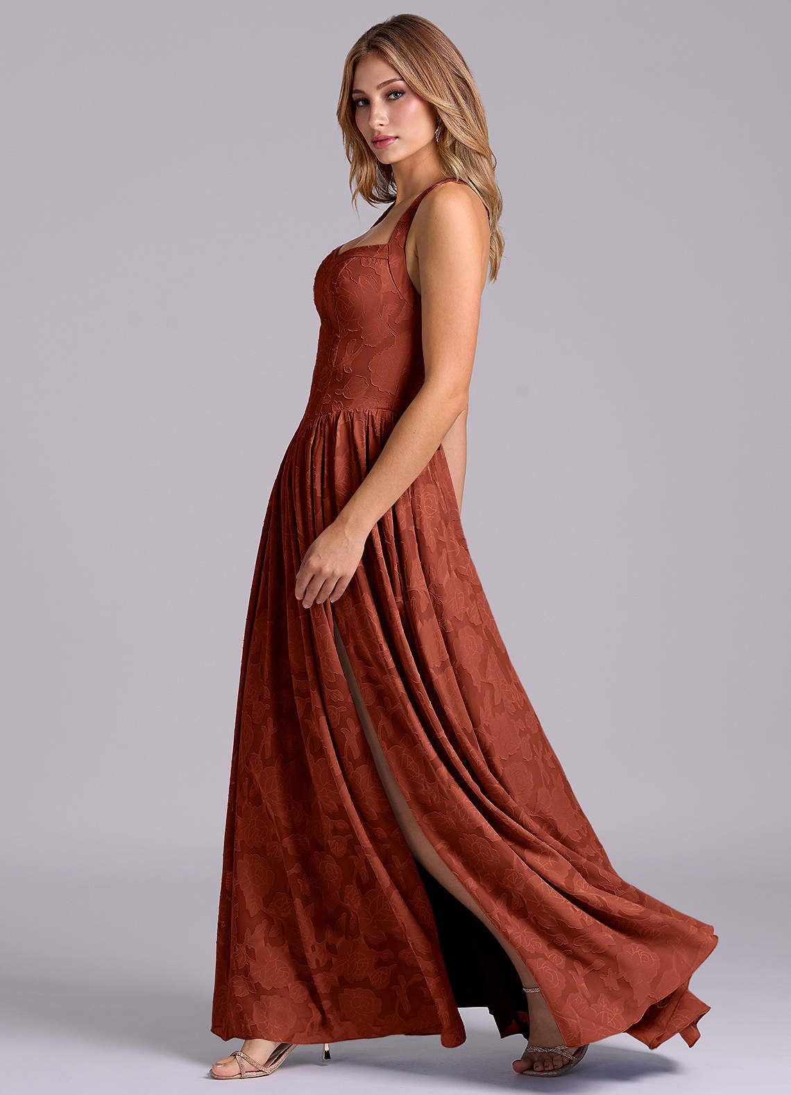 Azazie Francis Terracotta Floral Burnout Bridesmaid Dresses | Azazie