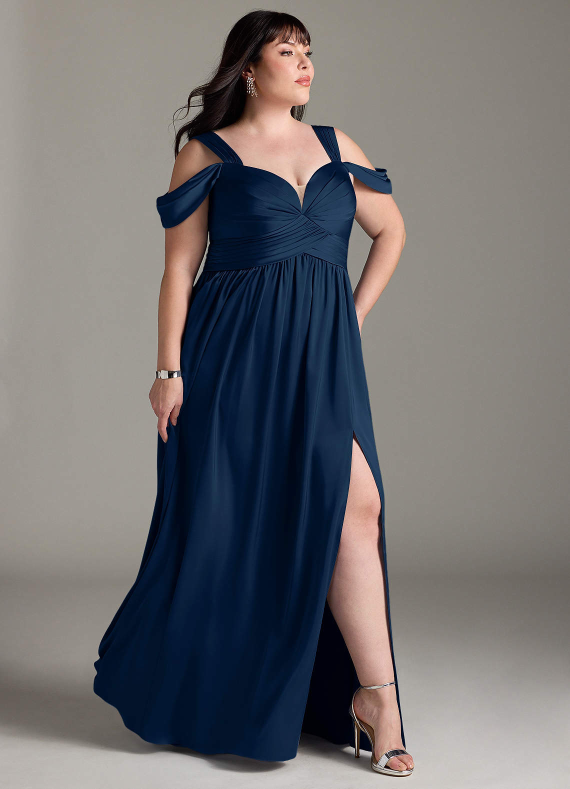 Azazie Lianne Dark Navy Stretch Satin Bridesmaid Dresses | Azazie