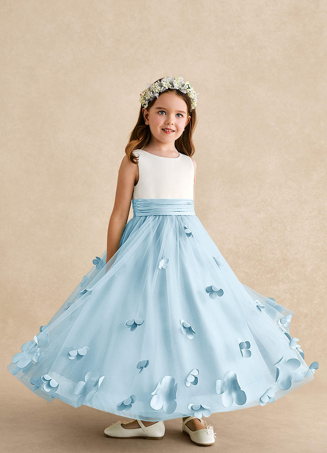 Azazie Vi Sky Blue A-Line Sleeveless Tulle Dress | Azazie