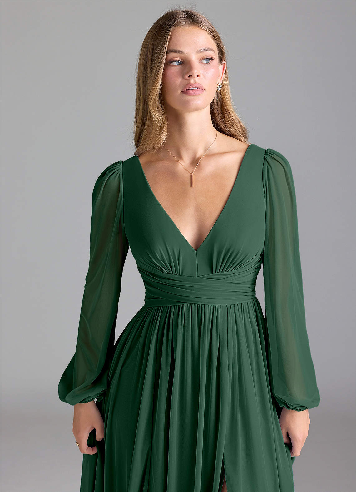 Azazie Norah Ready to Ship Dark Green Mesh Bridesmaid Dresses | Azazie