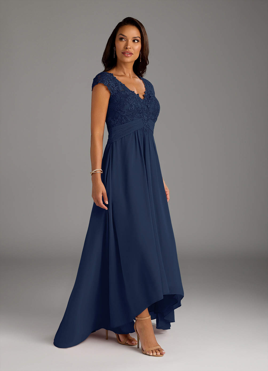Azazie Irmeli Kleider für die Brautmutter A-Linie Spitze Chiffon Kleid Dunkelmarine image1