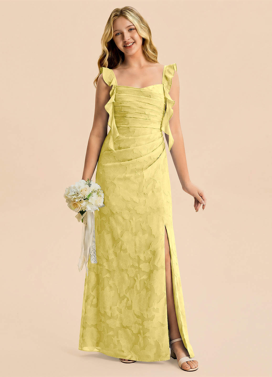 floral junior bridesmaid dresses Amazon.com: MRHUSH Champagne for Wedding Side Slit Flower Girl Dress Chiffon Ruffles Formal Dress Pageant Gown Size 12 : Clothing, Shoes & Jewelry move floral chiffon dress crafted with clean lines and a slim A Vintage Pink Floral Bridesmaid Dress