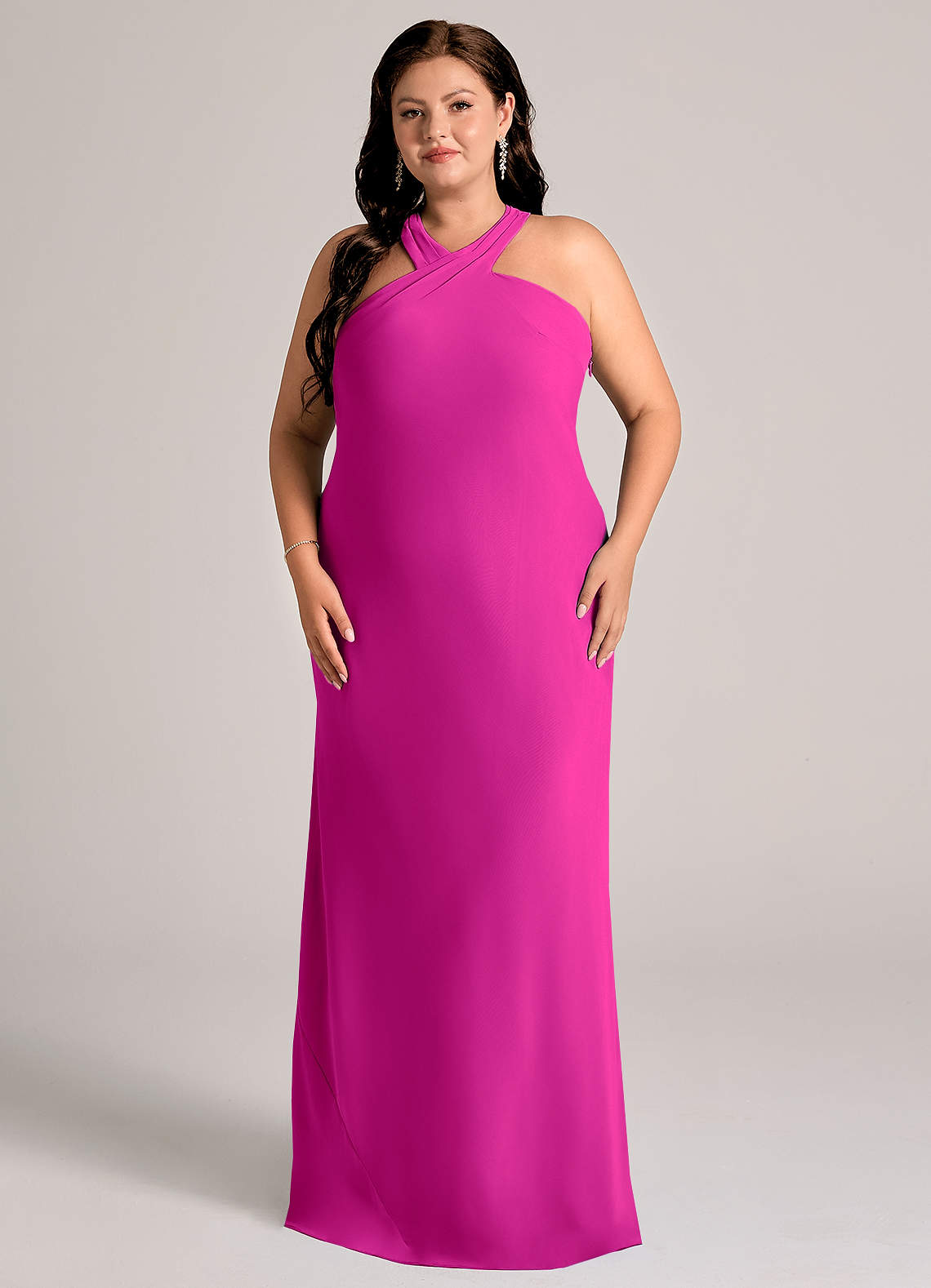 Azazie Doretta Jurken voor bruidsmeisjes Jurk van Chiffon met Zeemeermin Geplooid Fuchsia image1
