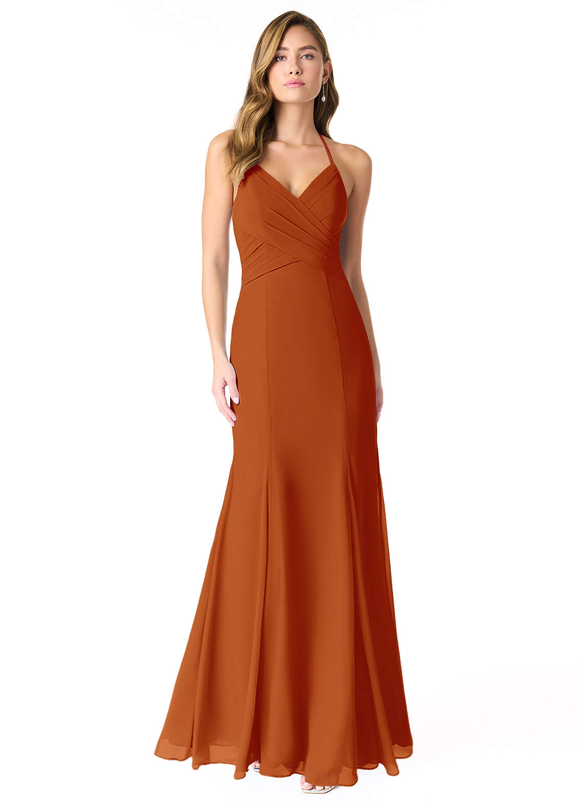 Azazie Carolina Bridesmaid Dresses Paprika Mermaid Ruched Chiffon Dress image1