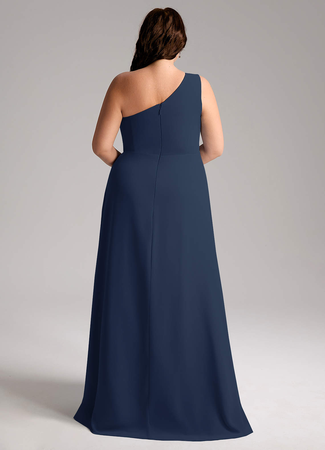 Azazie Brooke Bridesmaid Dresses Dark Navy A-Line One Shoulder Chiffon Dress image8