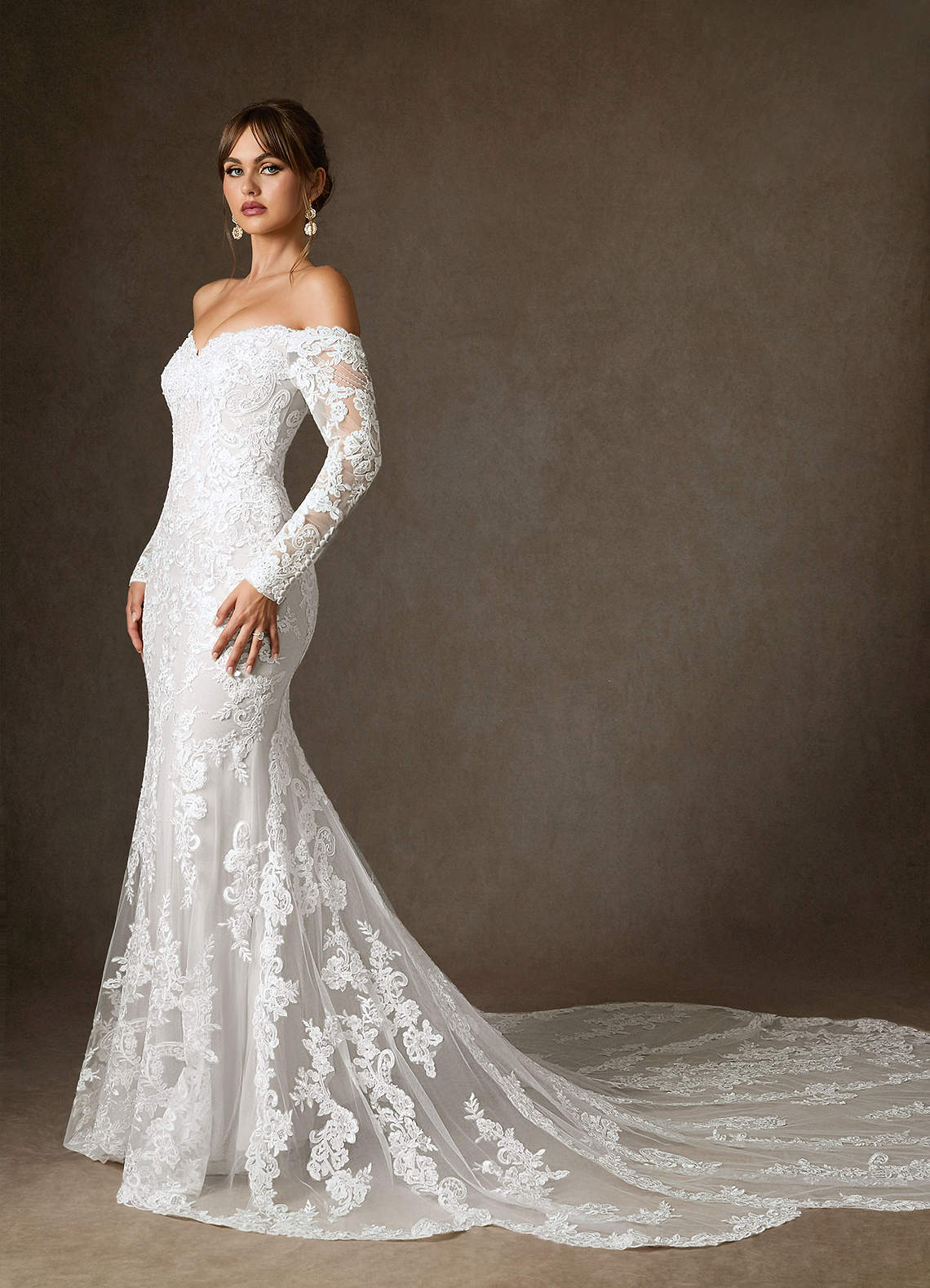 Azazie Empiria Wedding Dresses Diamond White Mermaid Sequins Tulle Dress image5