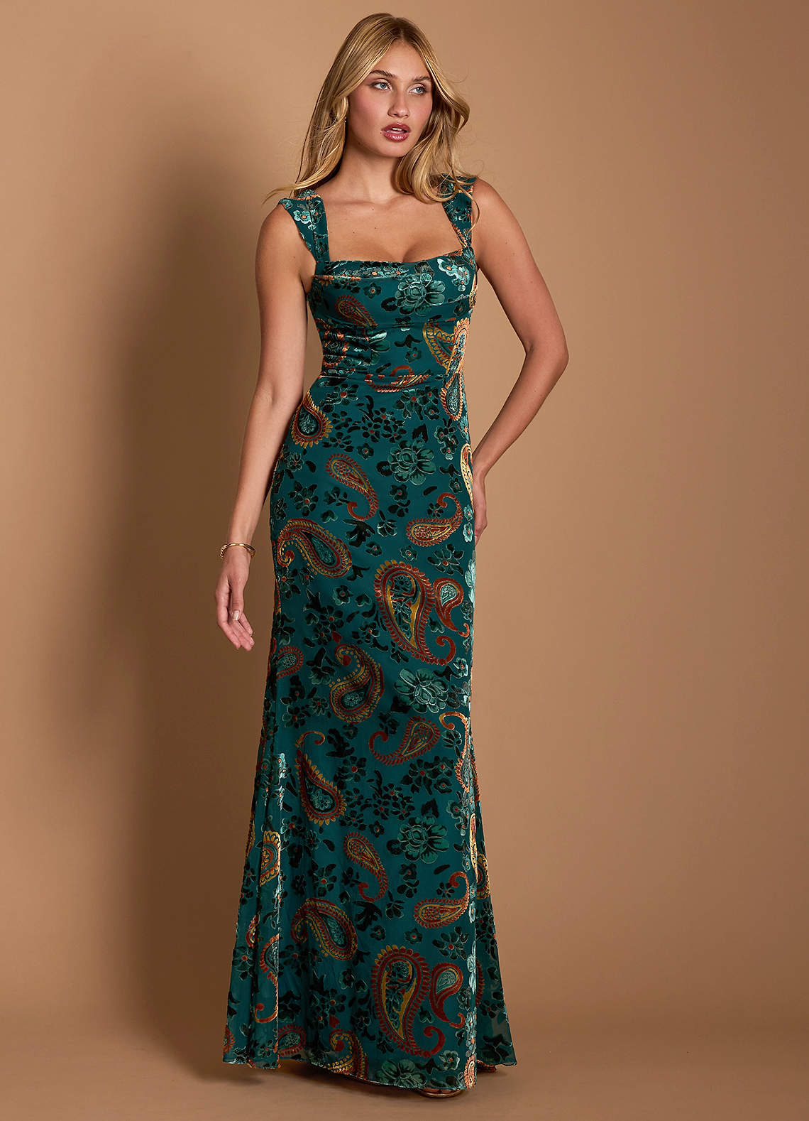 teal and brown bridesmaid dresses Talia Maxi Dress, by Lavender Brown ARMY GREEN / L main image 1