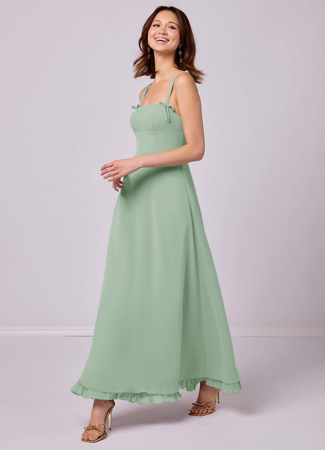 Barbie ♥ Azazie Bridesmaid Dresses Agave A-Line Pleated Chiffon Dress image3