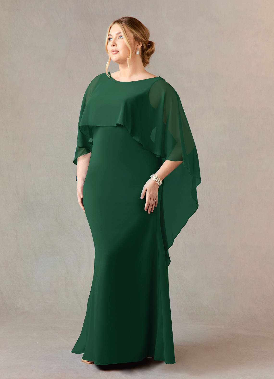 Azazie Dion Mother of the Bride Dresses Dark Green Sheath Scoop Stretch Crepe Dress image10