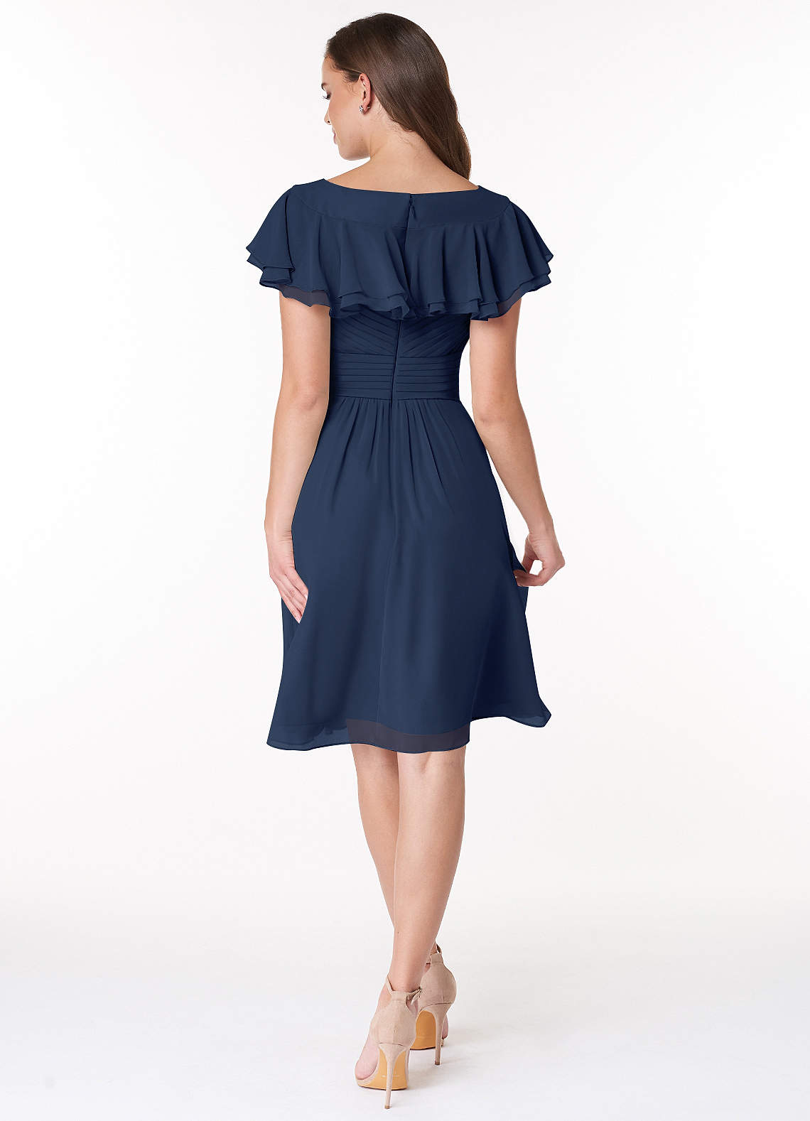 Azazie Hadley Final Sale A-Line Pleated Chiffon Knee-Length Dress image1