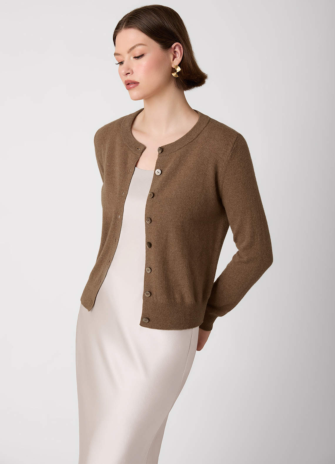 front 100% Cashmere Cropped Cardigan