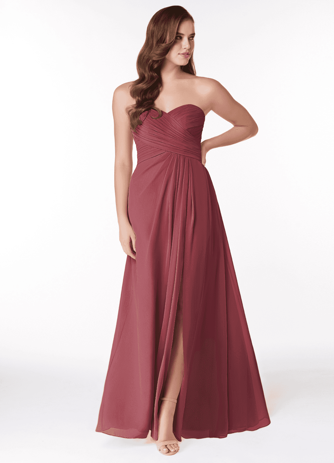 Azazie Arabella Allure Jurken voor bruidsmeisjes Converteerbaar Jurk van Chiffon met A-Lijn Sweetheart Halslijn Merlot image1