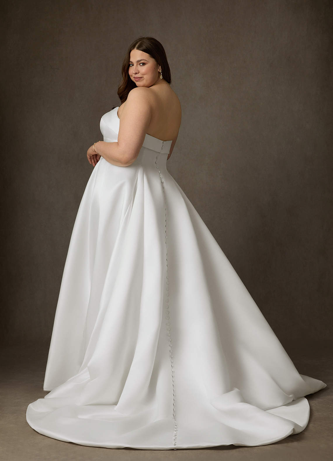 Azazie Junessa Brudekjoler En streg Stropløs Satin Kapel tog Kjole image1