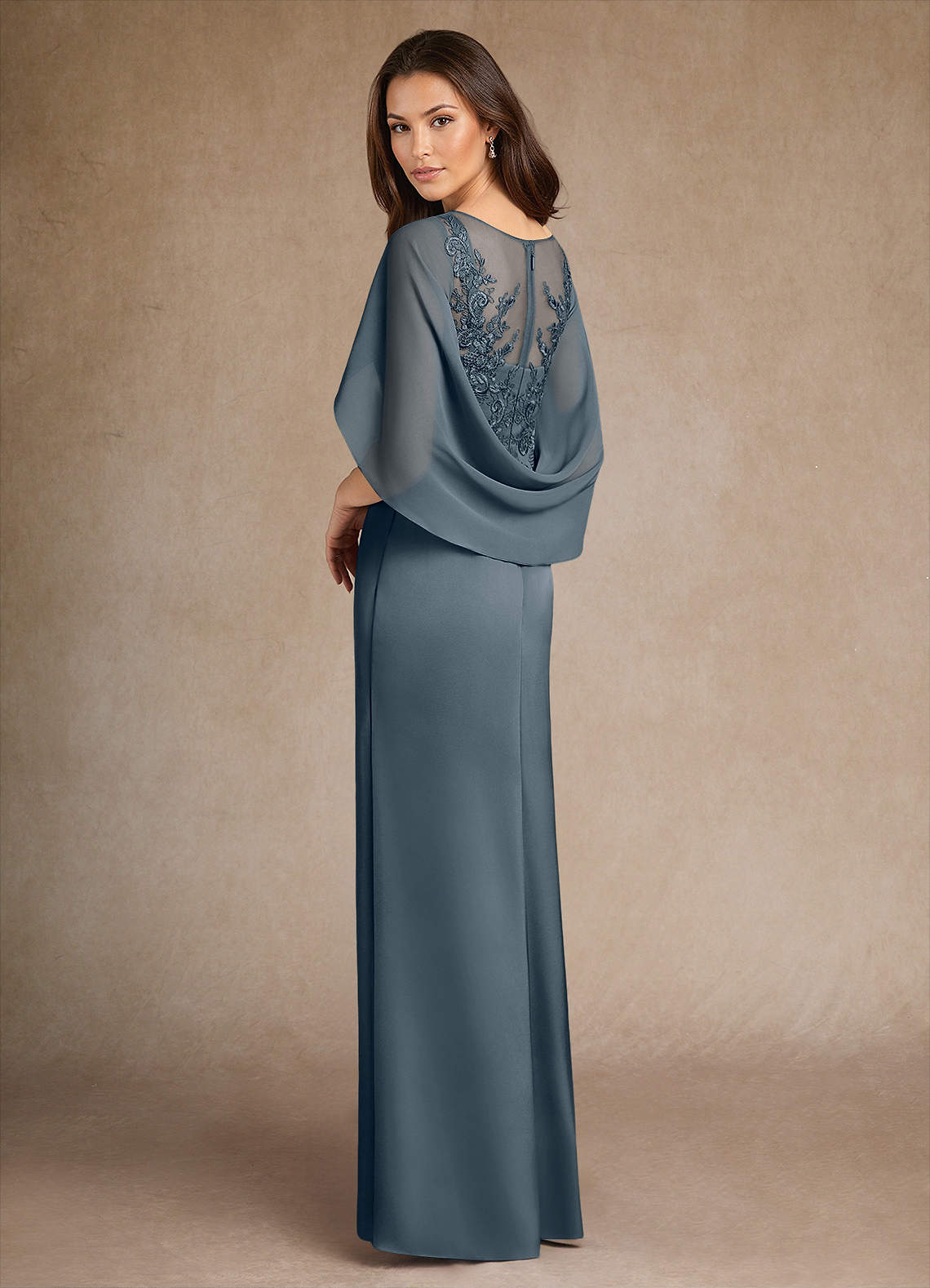 Azazie Hera Mother of the Bride Dresses Twilight A-Line Lace Stretch Satin Dress image2