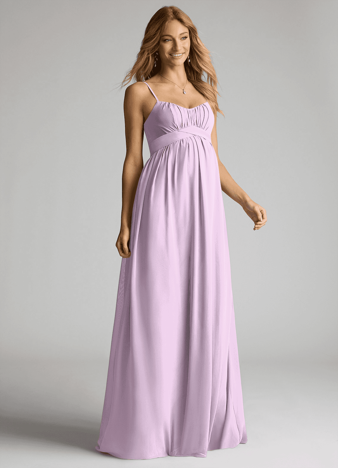 Azazie Llana Zwangerschaps Bruidsmeisjekleding A-Lijn Chiffon Vloerlengte Jurk image1