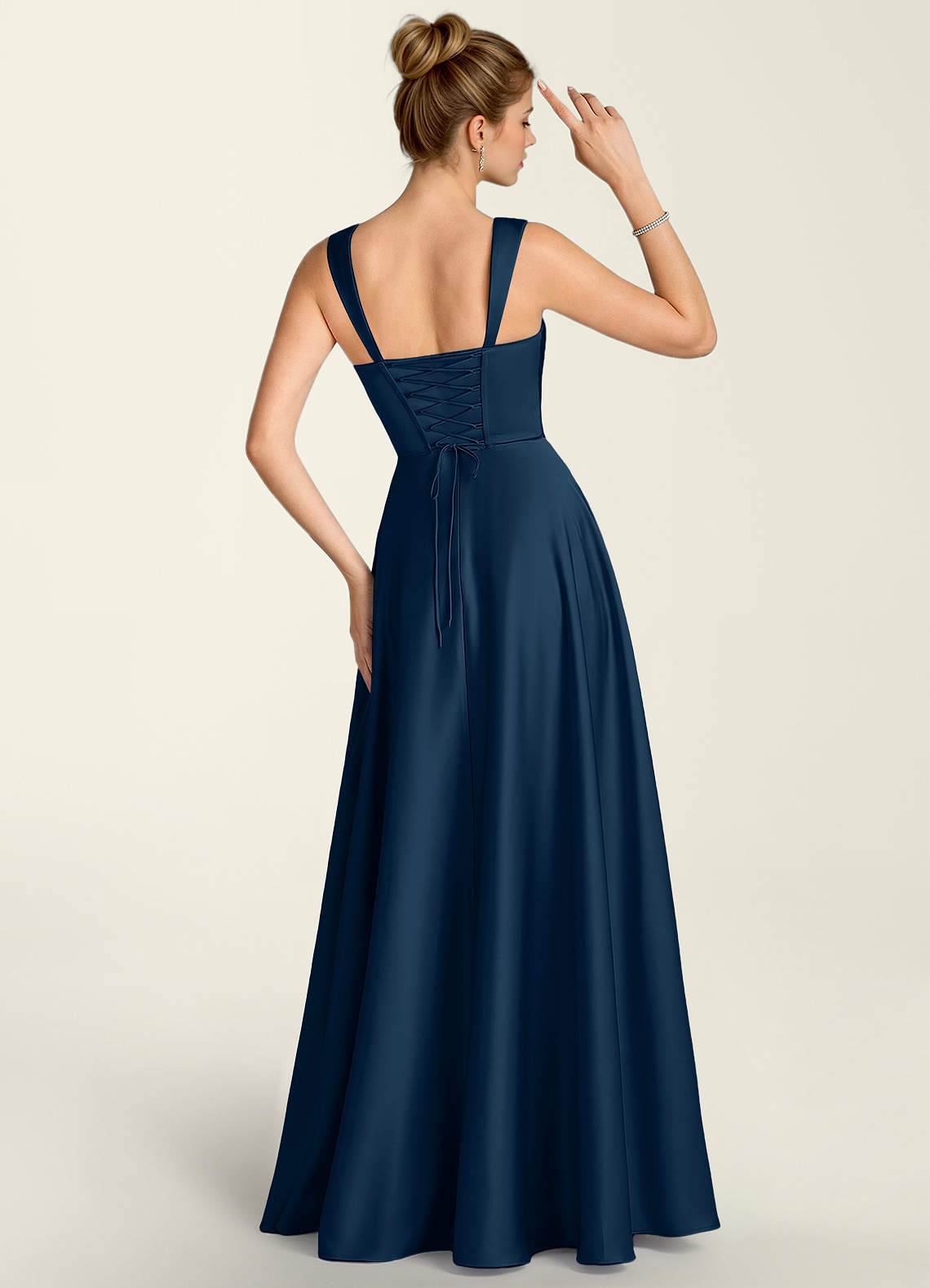 navy satin corset dress Crave - Navy Blue Formal Dress