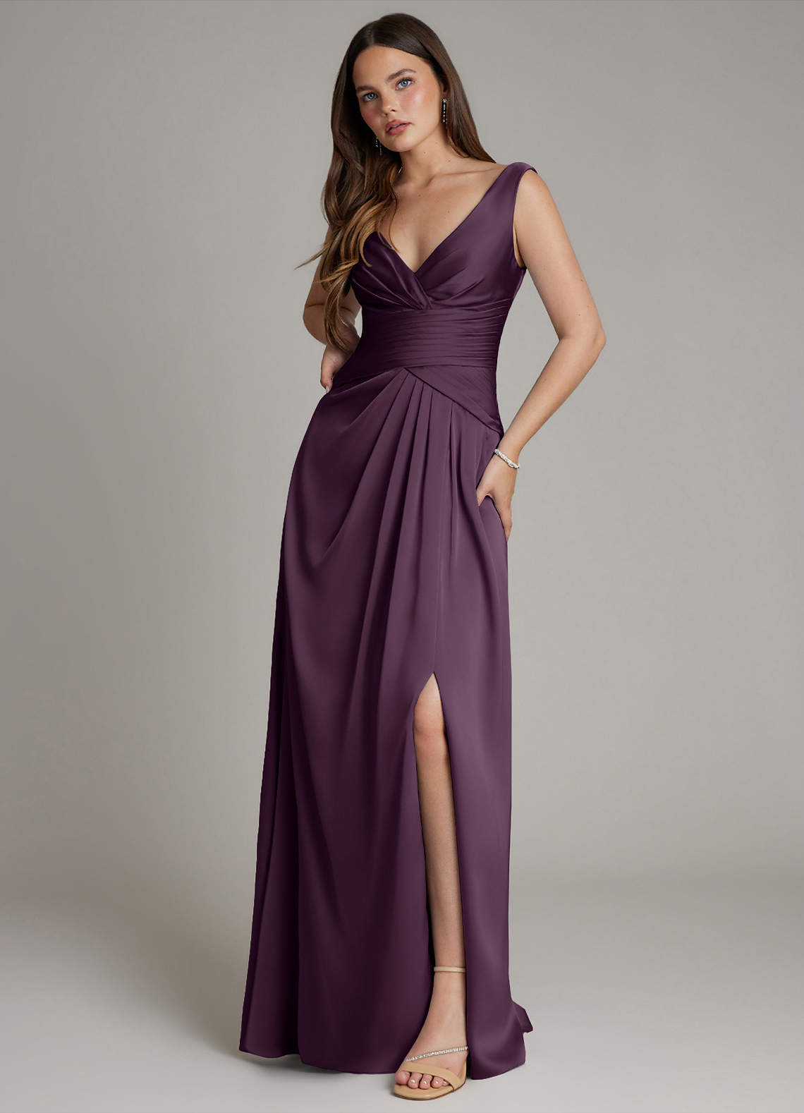 pleated dress satin Collins Satin Pleated Dress