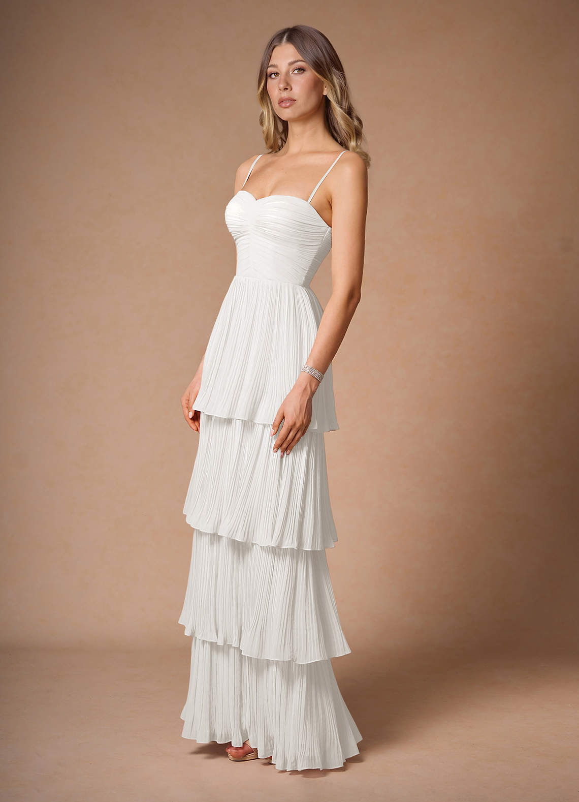 Azazie Isla Wedding Dresses Diamond White A-Line Sweetheart Neckline Chiffon Dress image5