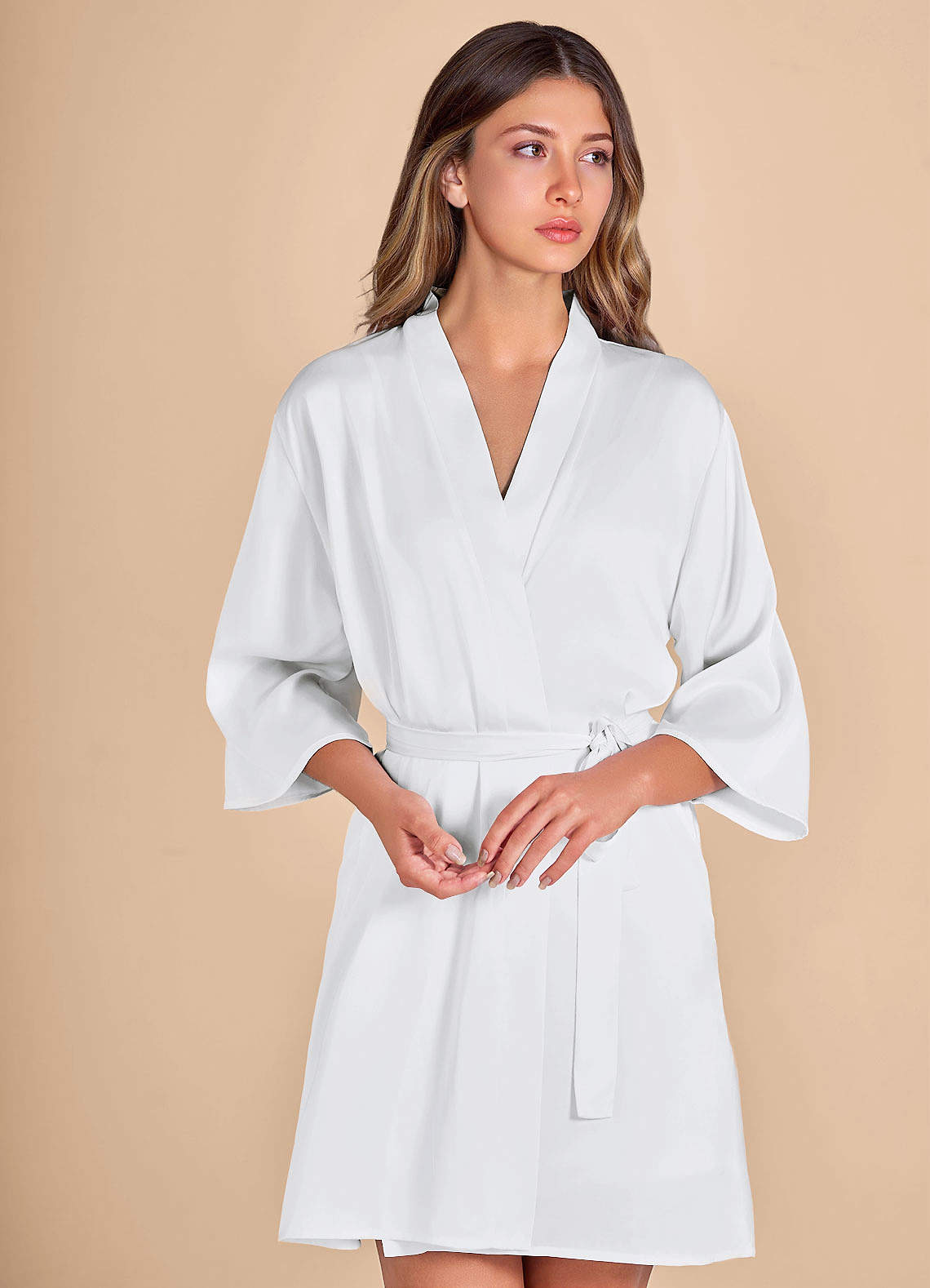 front 2-PIECE SATIN ROBE AND SLIP SET