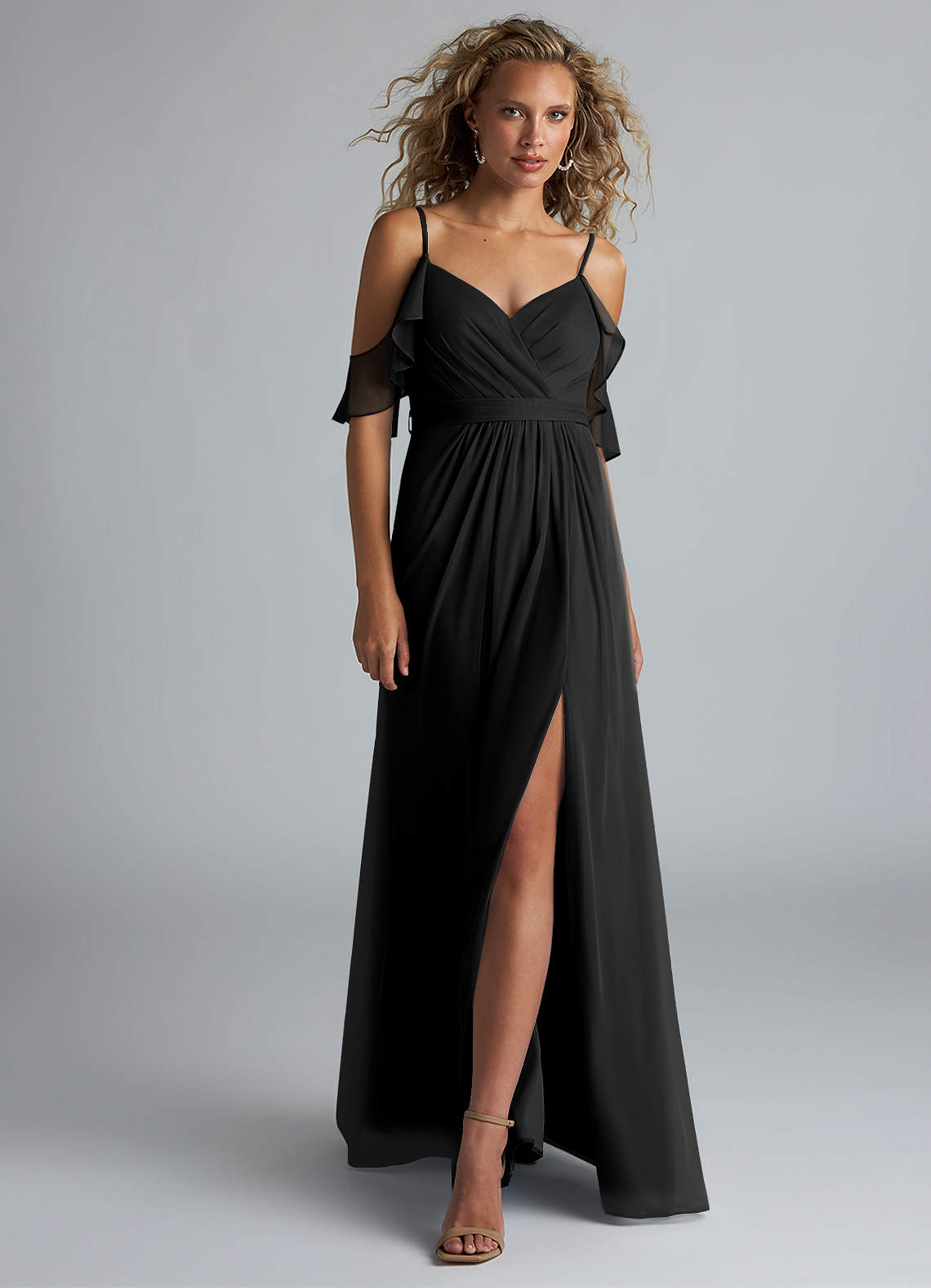 high neck ruched mesh bridesmaid dress High-Neck Ruched Mesh Bridesmaid Dress