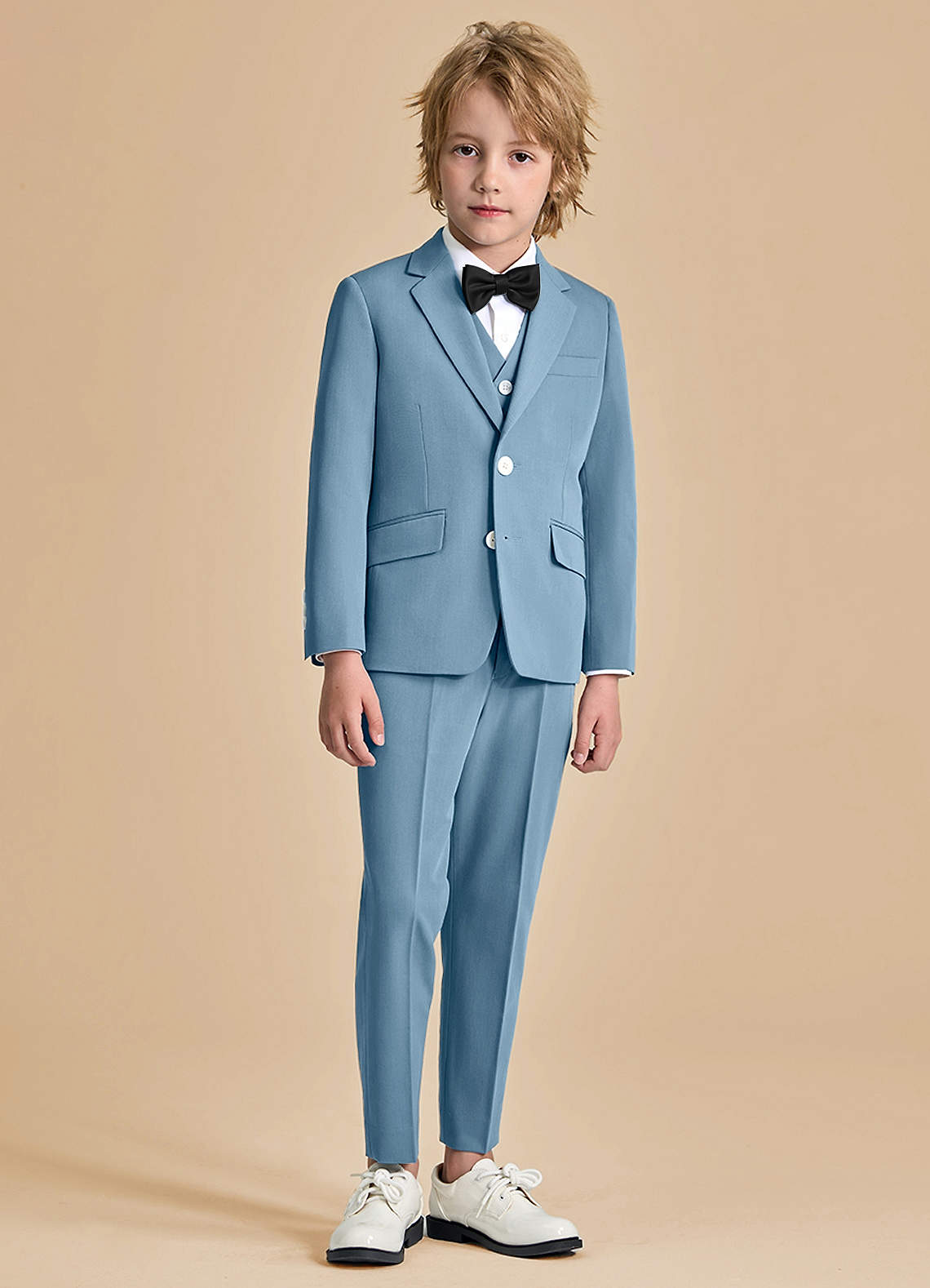 front Oliver Light Blue Boys 5-Piece Suit With Bow Tie