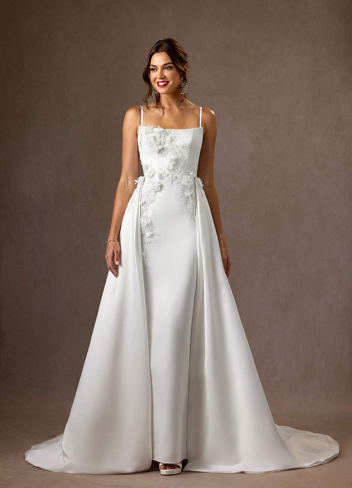 Azazie Sersi Robes de mariée Robe Sirène en Mat Satiné Sans bretelle Blanc De Diamant image8