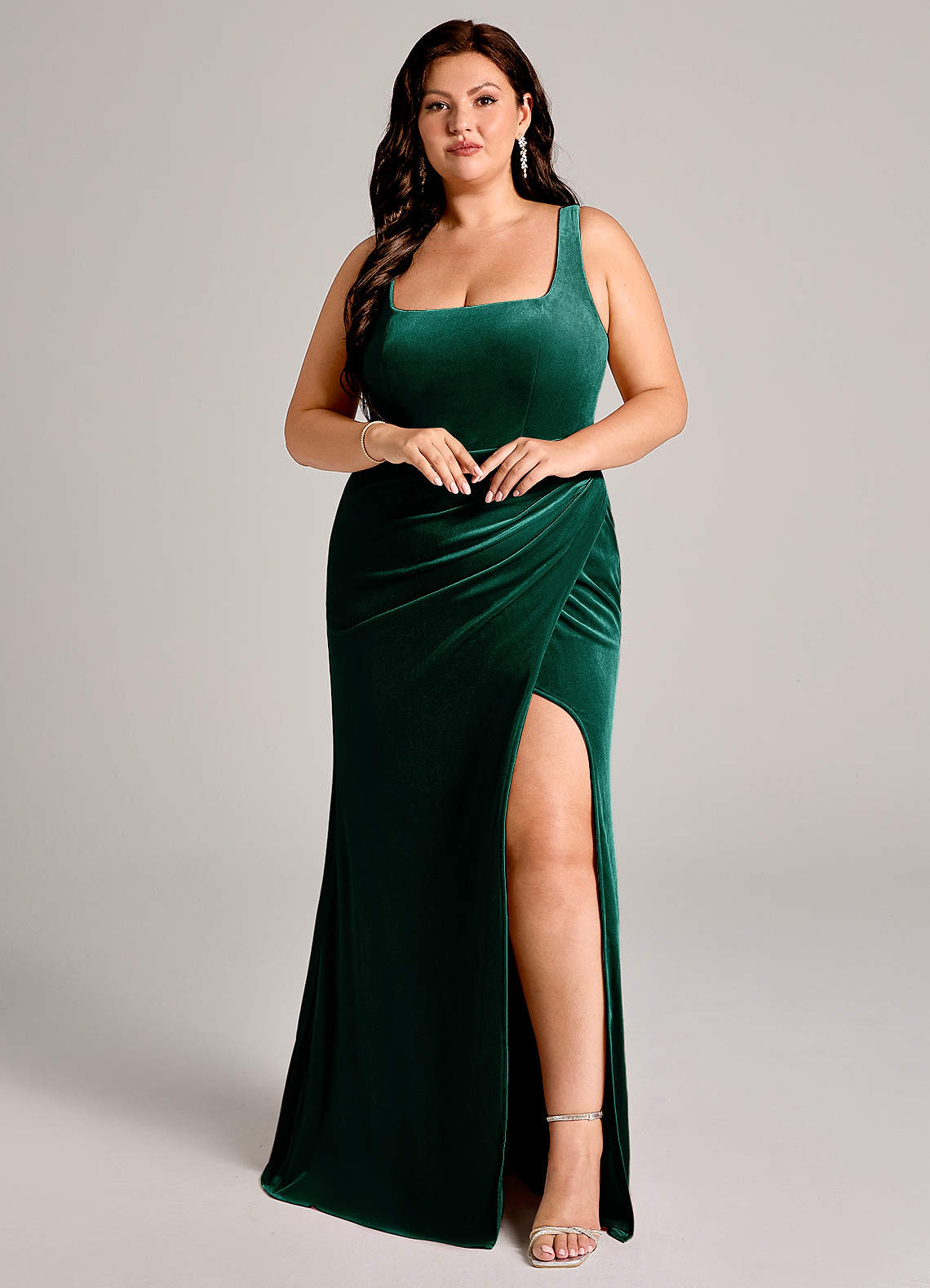 Azazie Mero Bridesmaid Dresses Emerald Mermaid Pleated Velvet Dress image10