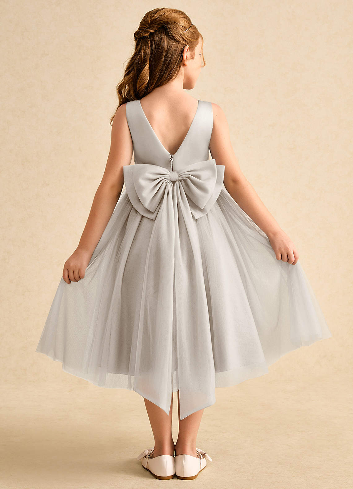 Azazie Winnie Flower Girl Dresses Frost Ball-Gown Bow Tulle Dress image1