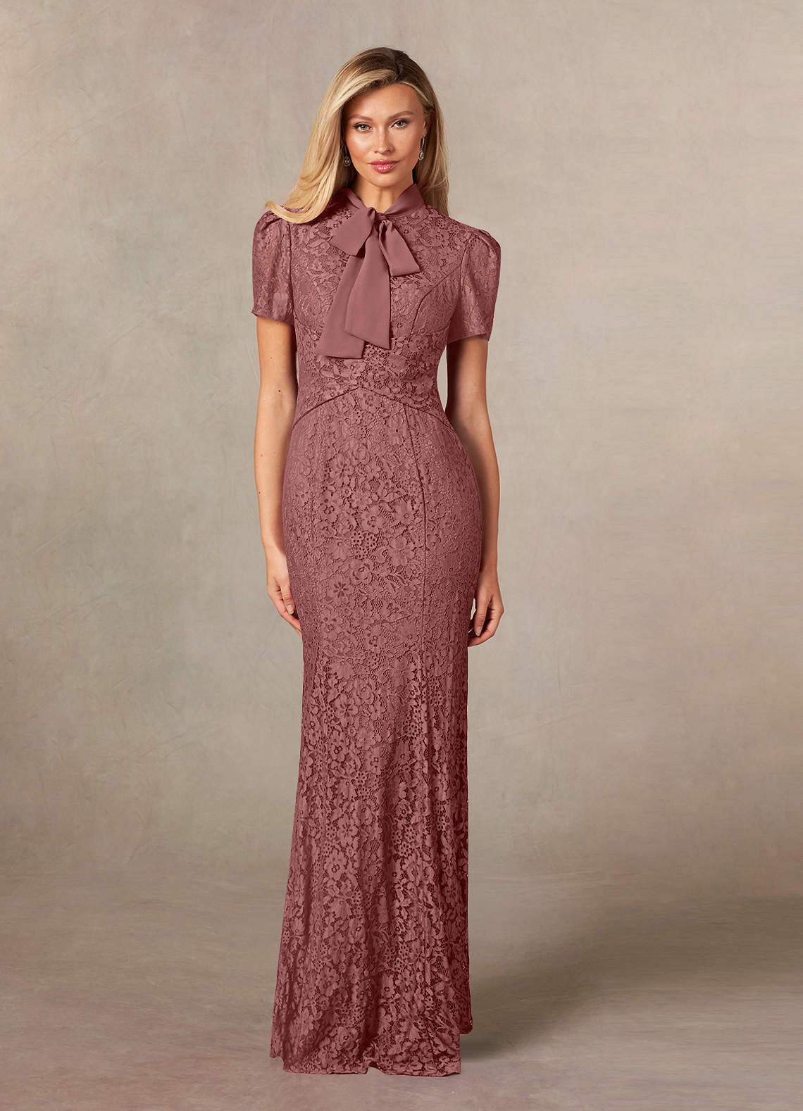 Azazie Carleannia Kleider für die Brautmutter Meerjungfrau-Linie Spitze Chiffon Kleid Wüstenrose image1