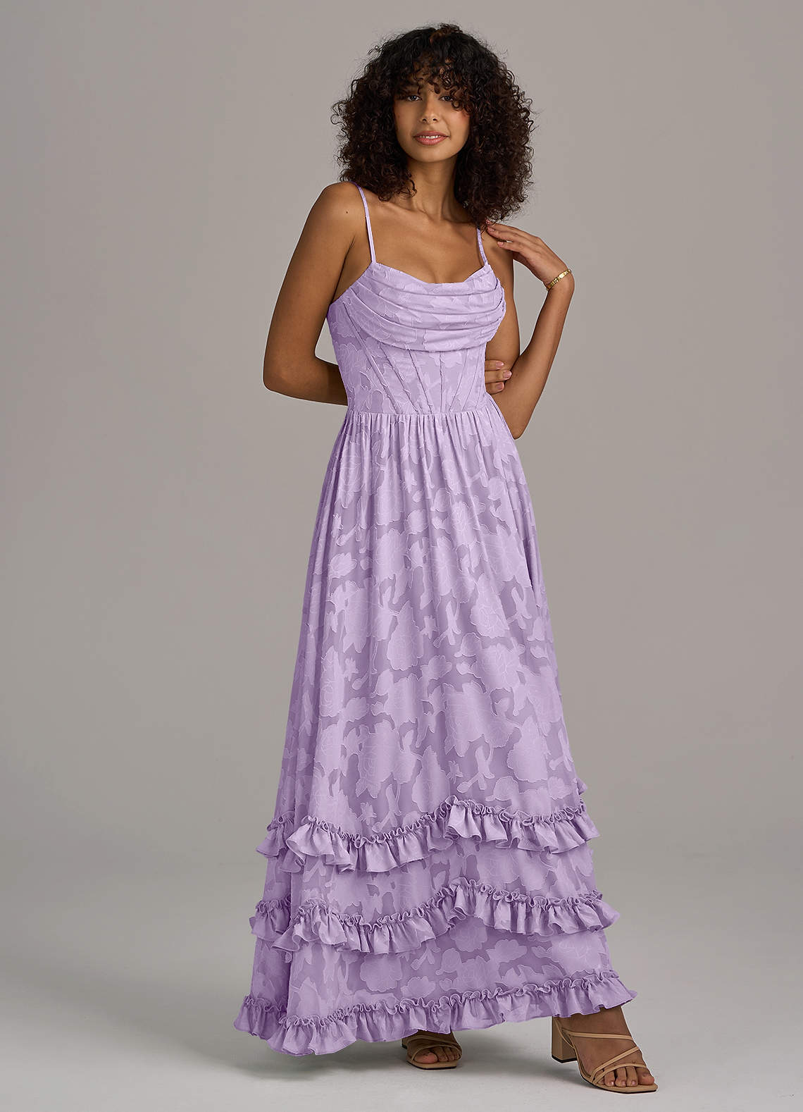 Azazie Lettie Lilac Floral Burnout Bridesmaid Dresses | Azazie