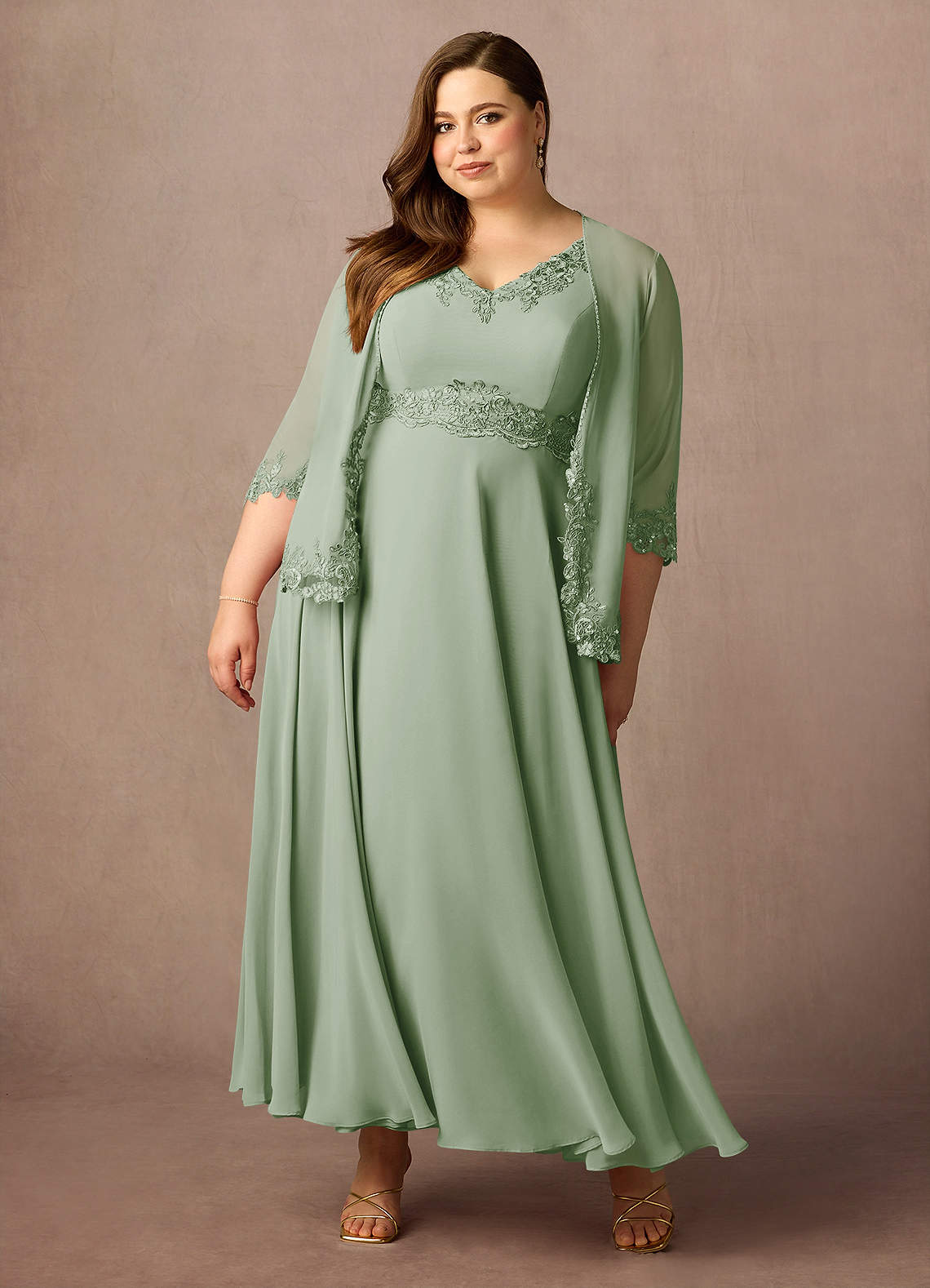 Azazie Devana Vestidos para mãe da noiva Vestido Dusty Sage de Chiffon de Linha A com Lantejoulas image11