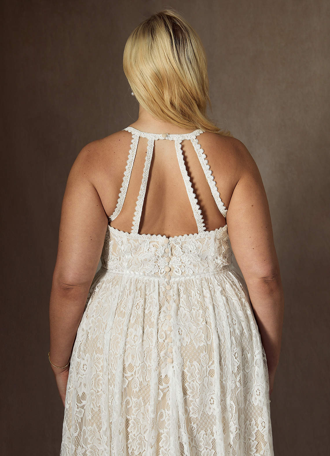 Azazie August Wedding Dresses Diamond White Champagne A-Line Lace Dress image12