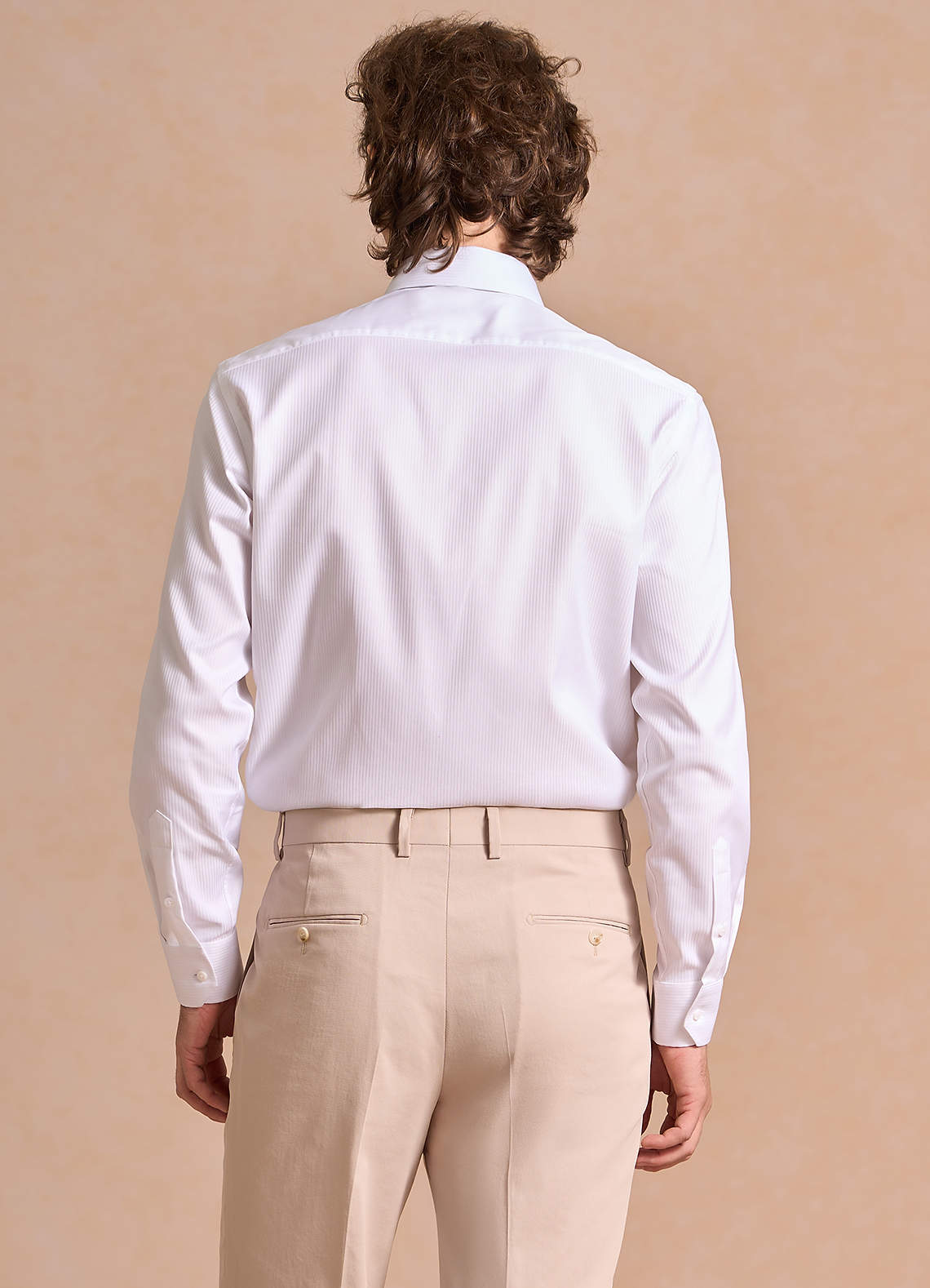 front Aiden CriWhite 100% Cotton Non-Iron Striped Dress Shirt