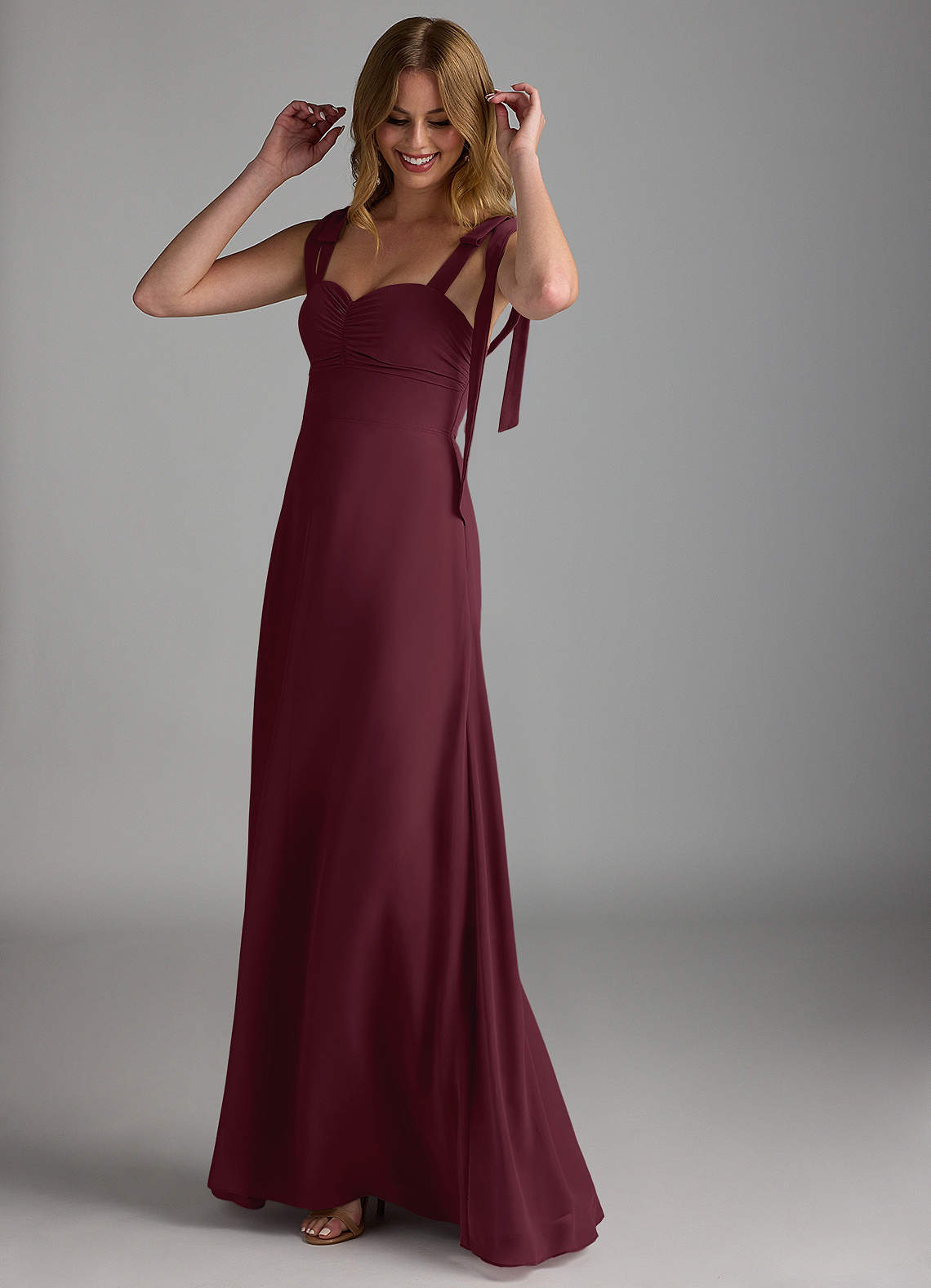Azazie Lizet Bridesmaid Dresses Cabernet A-Line Sweetheart Neckline Chiffon Dress image1