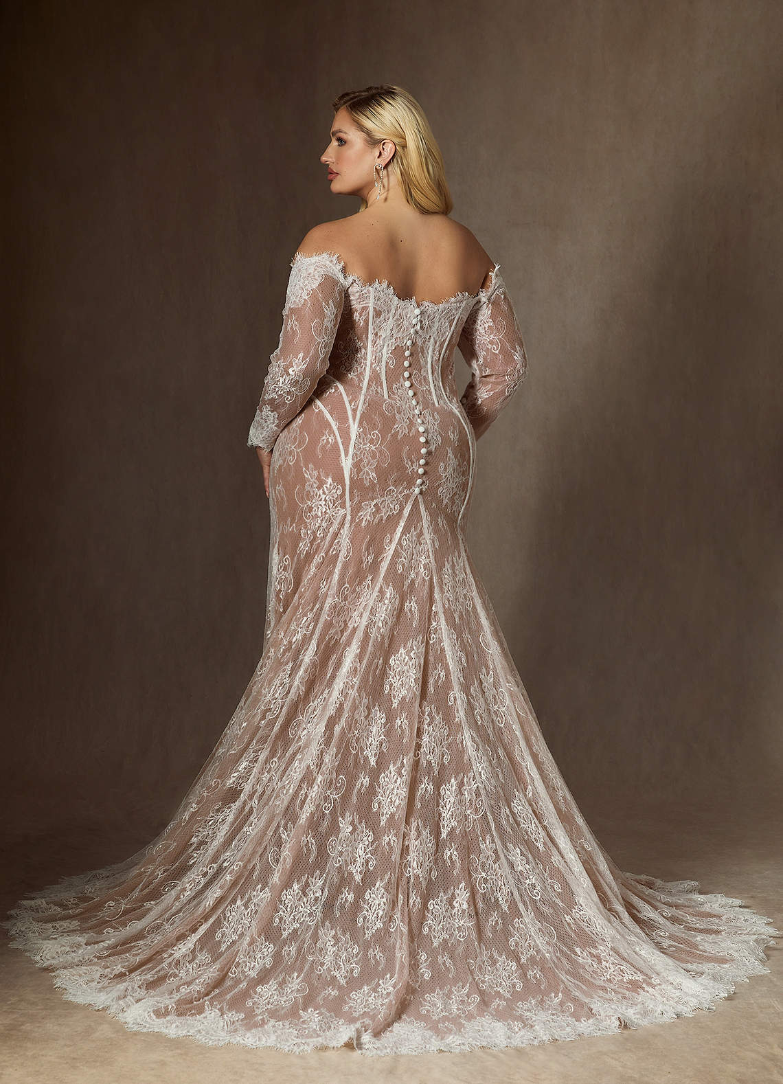 Azazie Katherine Diamond White Mocha Mermaid Off the Shoulder