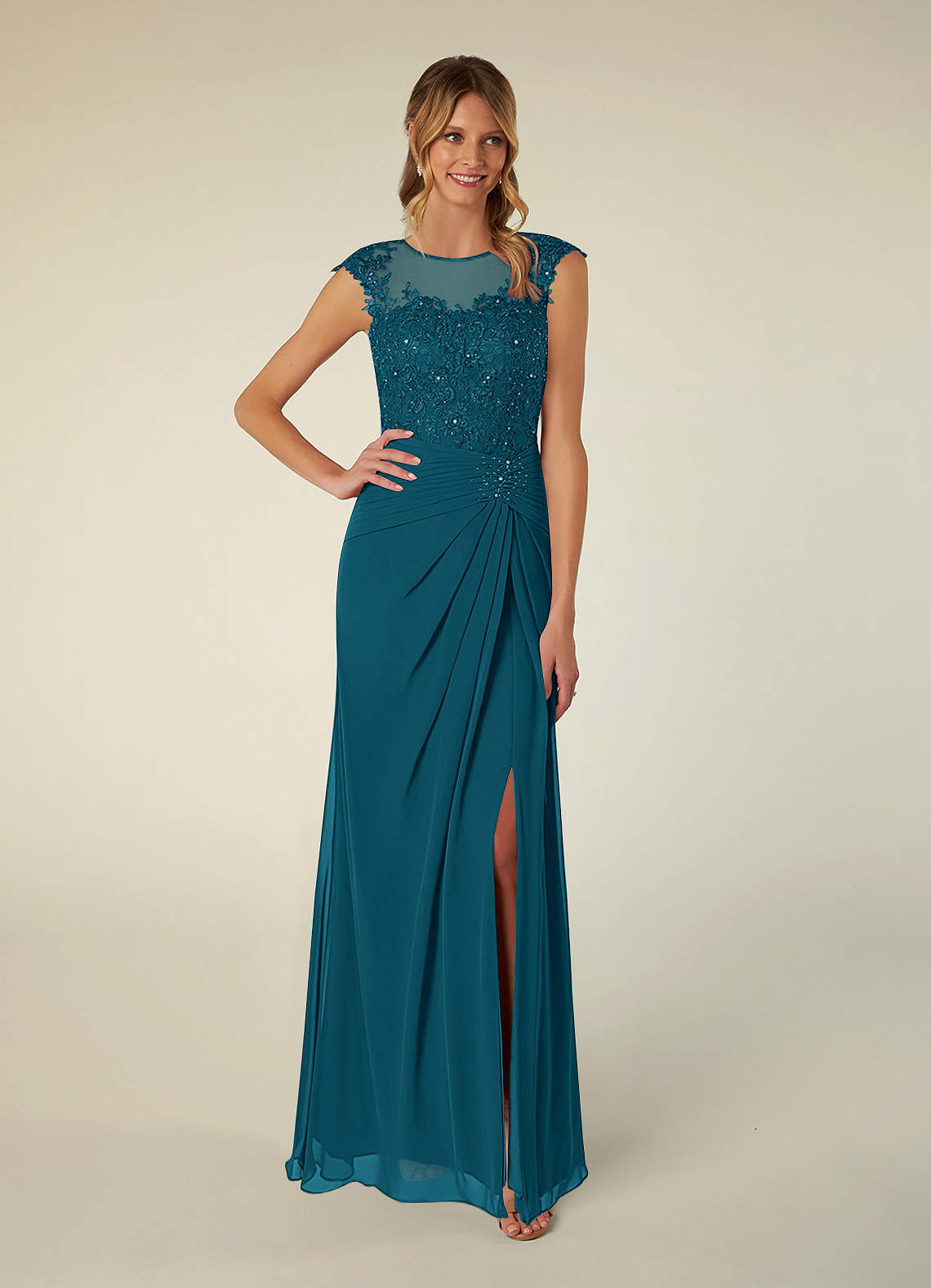 Azazie Libby Mère de la mariée Robes Robe Trapèze en Mousseline de soie Paillettes en forme de coquille Bleu Encre image1