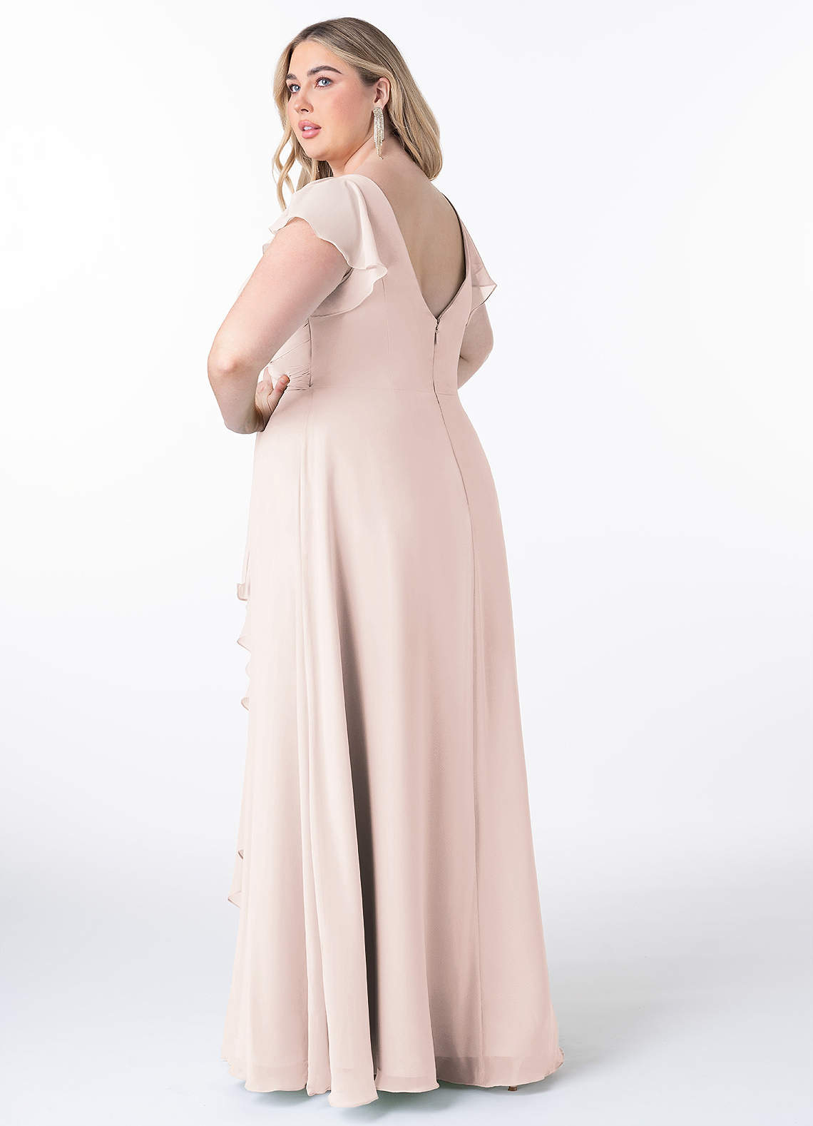 Azazie Omari Vestidos de madrinha de casamento Vestido Pétala De Rosa de Chiffon de Linha A image7