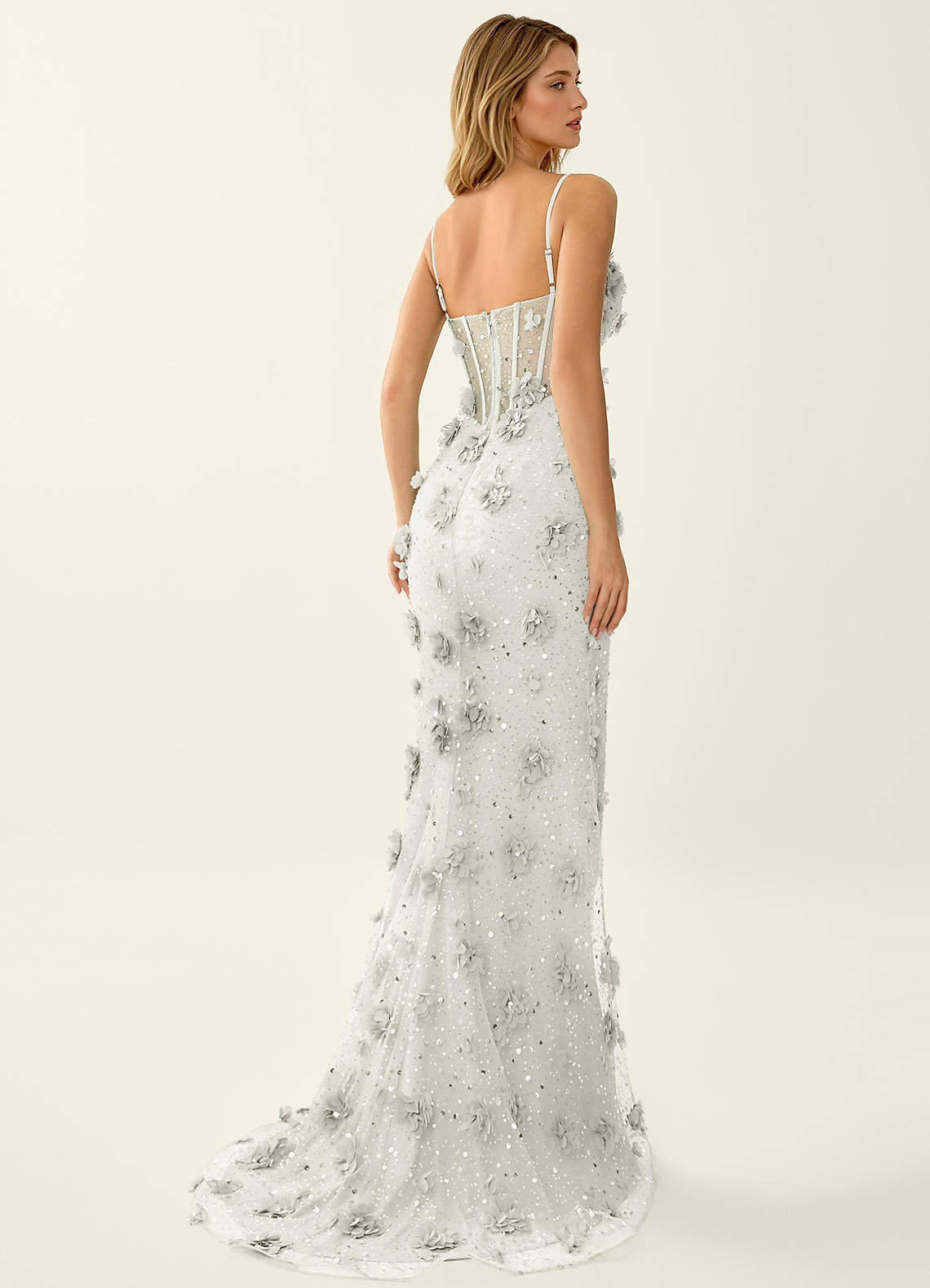 Cendrillon White 3D Flowers Corset Lace Up Back Mermaid Prom Dress Prom and  Homecoming Dresses | Azazie UK
