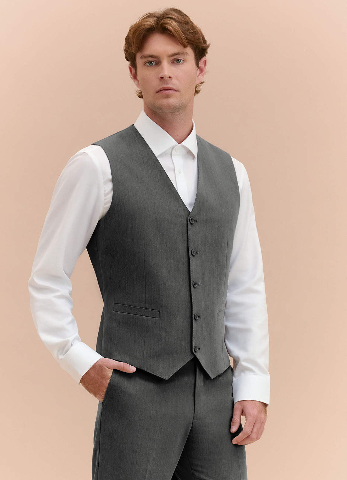 Erme／Tailored gilet vest William Charcoal Comfort Blend Suit Vest | Slim Regular Suit Vests