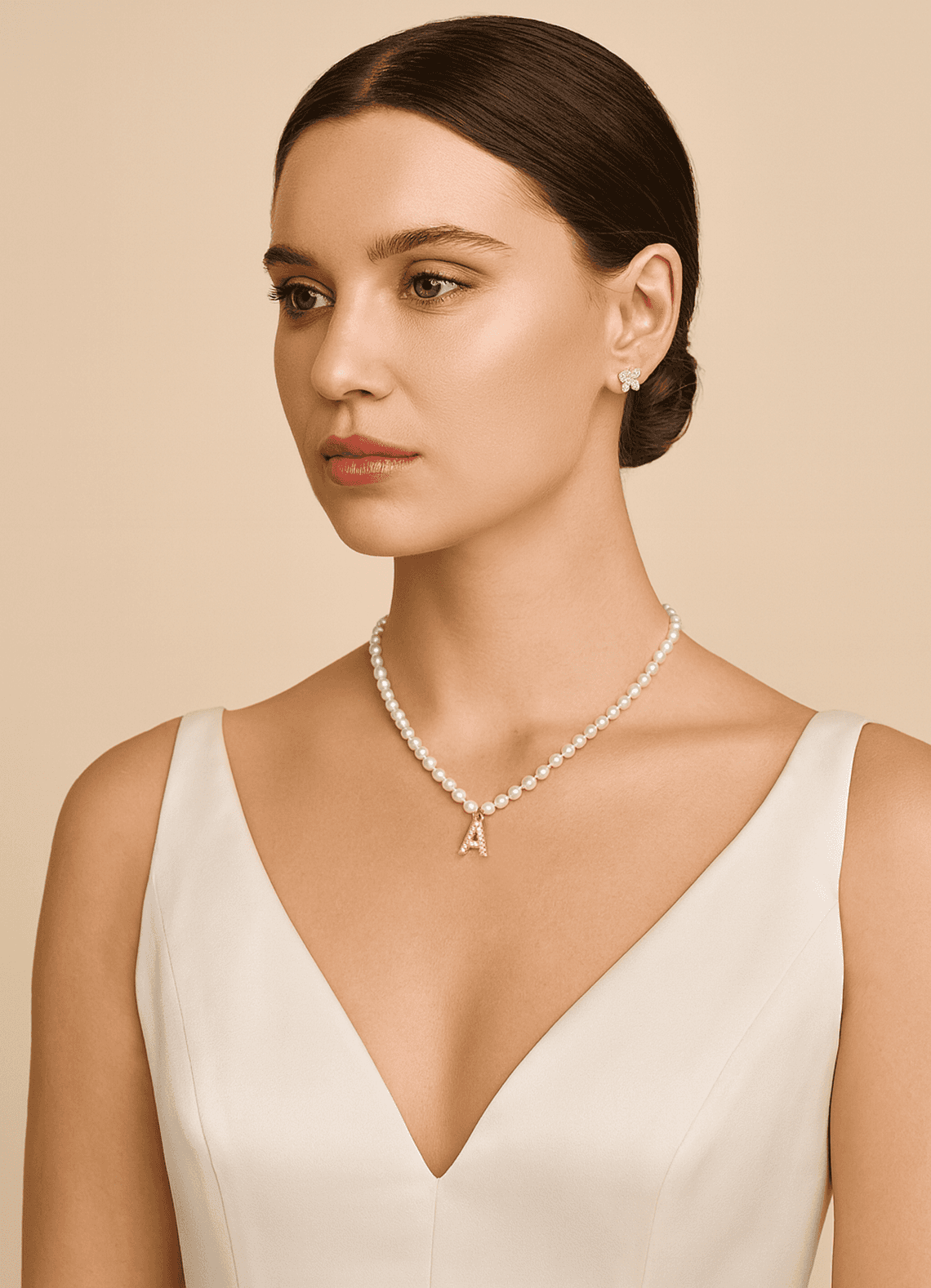 front Letter Pearl Necklace