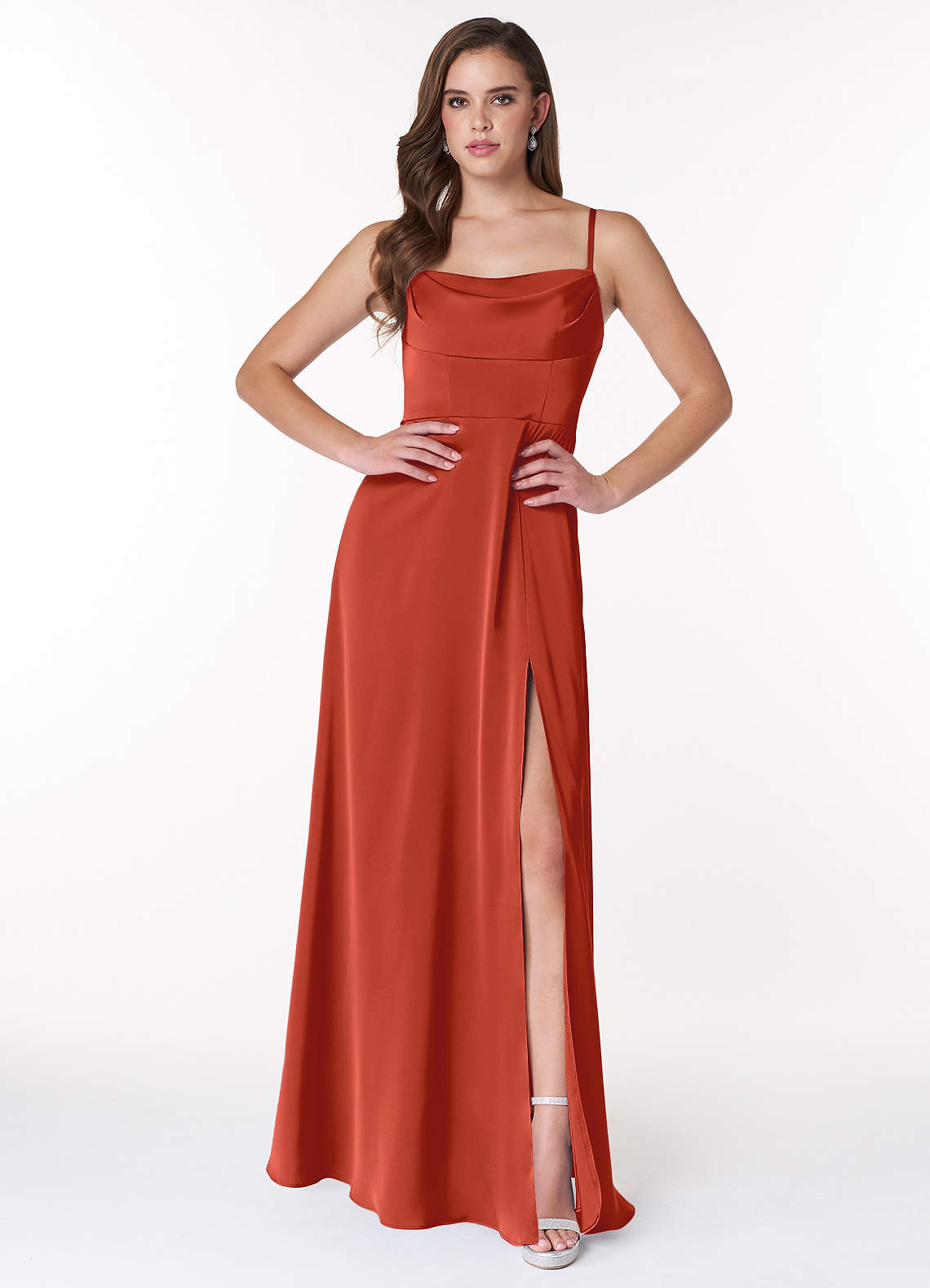 Azazie Clove Stretch Satin Dress Final Sale  image1