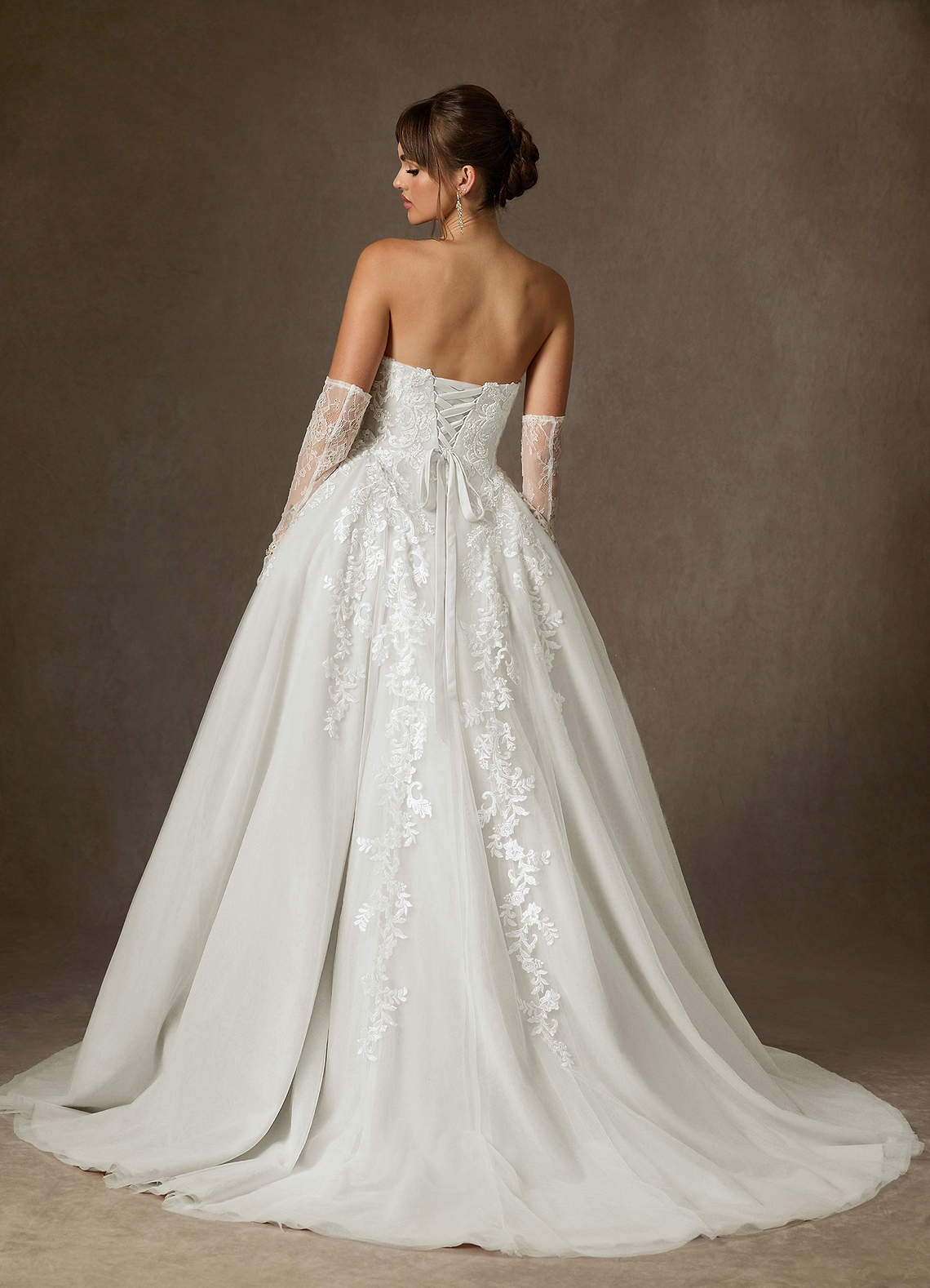 Azazie Sonnet Wedding Dresses Diamond White Ball-Gown Strapless Lace Dress image2