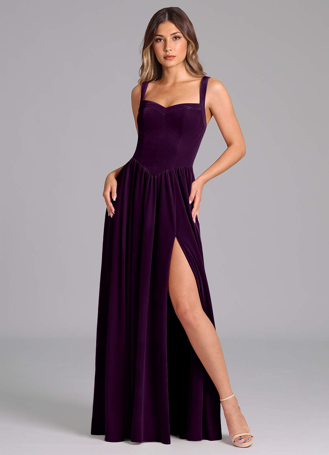 purple velvet bridesmaid dresses Azazie Francis Mother of the Bride Dresses with Jacket / Wraps Modest Wedding Dresses Premium-grade SIZE:Size 39 The model is 58