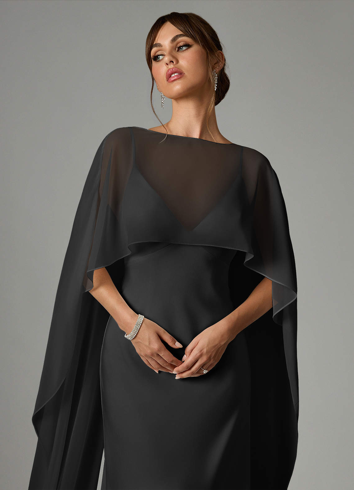 Azazie Stefania Bridesmaid Dresses Black A-Line Stretch Satin Dress image4