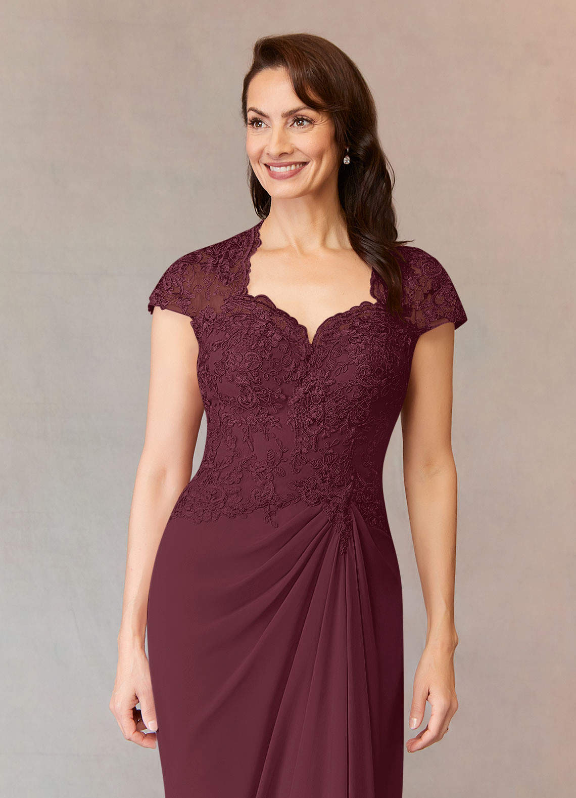 Azazie Junie Mother of the Bride Dresses Cabernet A-Line Lace Chiffon Dress image8